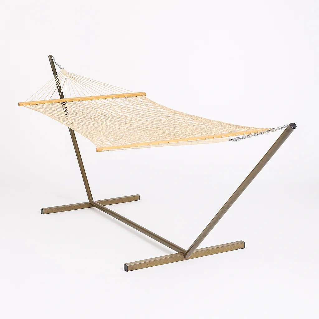 Amaca con Struttura in Metallo e Telaio in Legno Beige