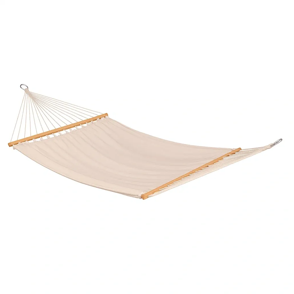 Amaca in Poliestere con Barre di Legno Colore Crema