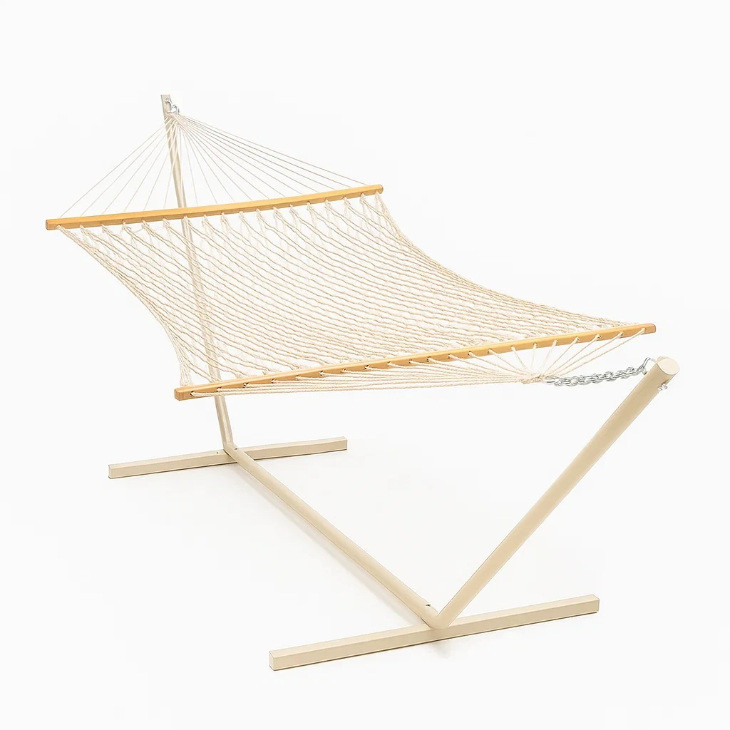 Amaca con Supporto in Acciaio e Rete in Cotone Beige