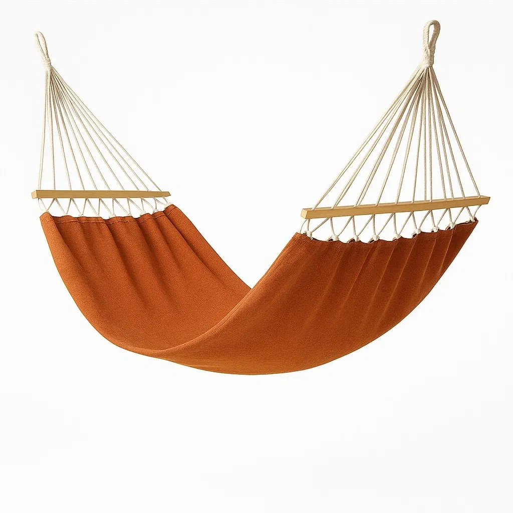 Amaca in Cotone con Barra di Legno Arancione