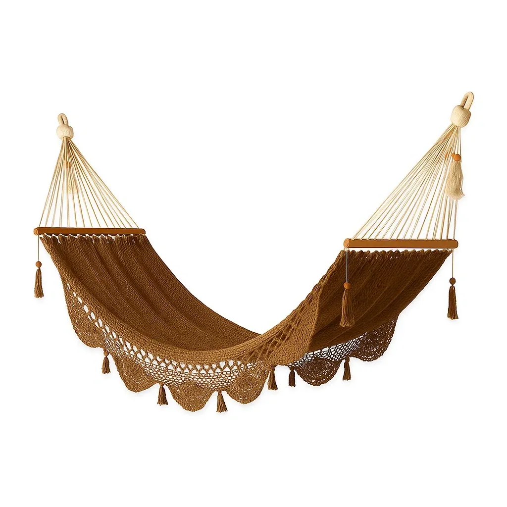 Amaca in Cotone con Frange Marrone