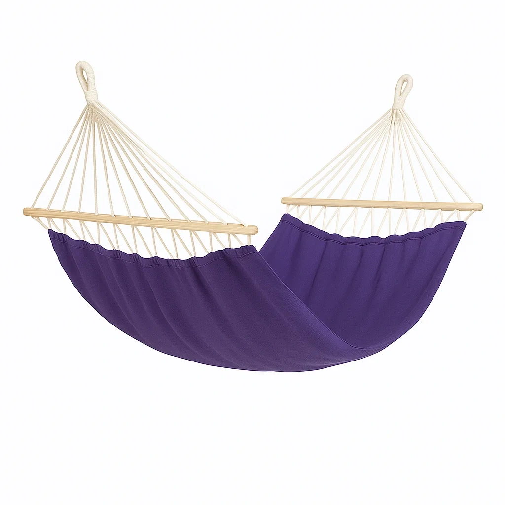Amaca in Cotone Viola con Barre di Legno