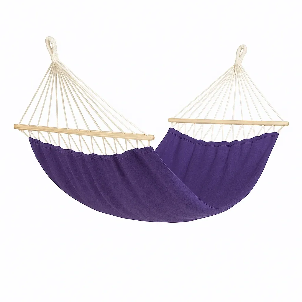 Amaca in Cotone Viola con Barre di Legno