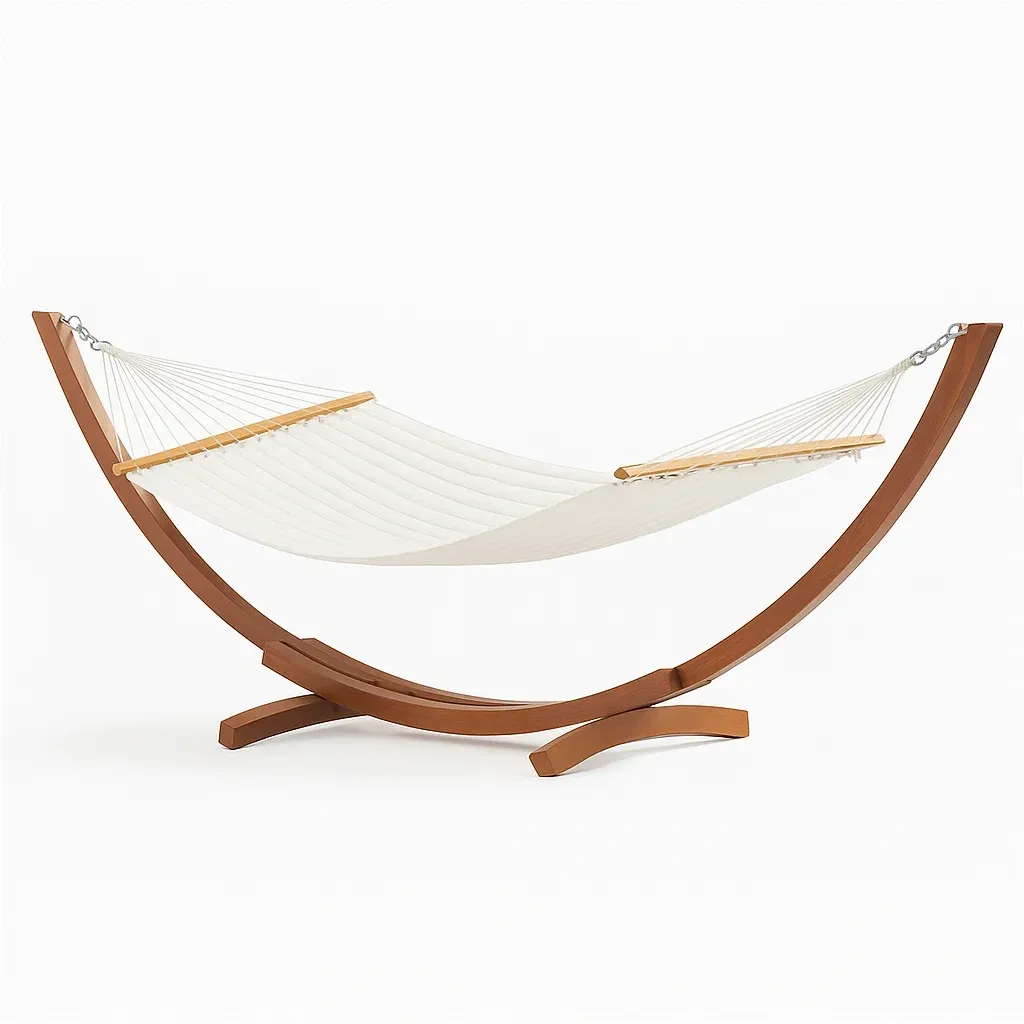 Amaca in Cotone con Struttura in Legno Bianca 320×100×120 cm