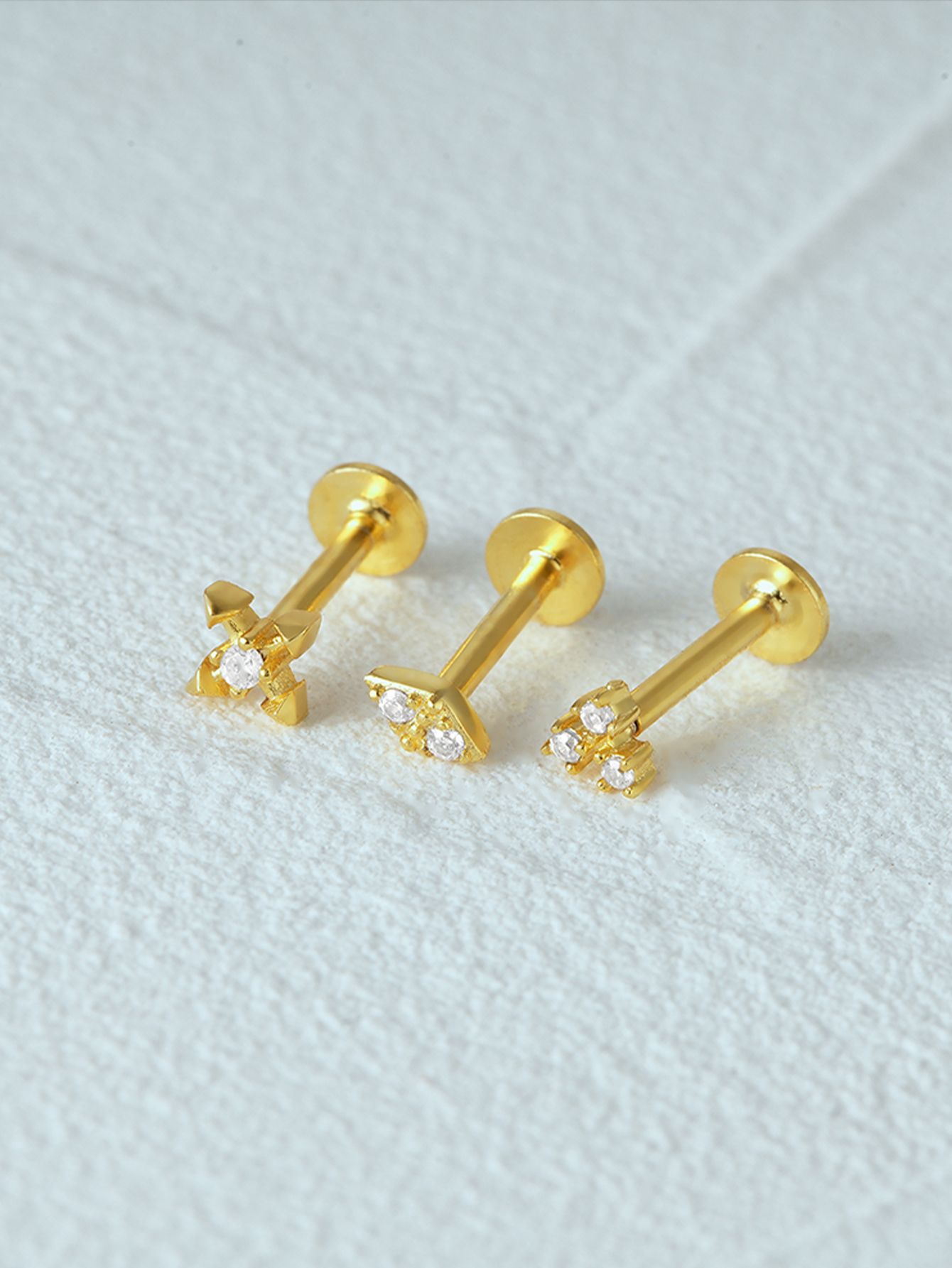 925 Zircon Tassel Pierced Thread Ear Cartilage Stud Earring
