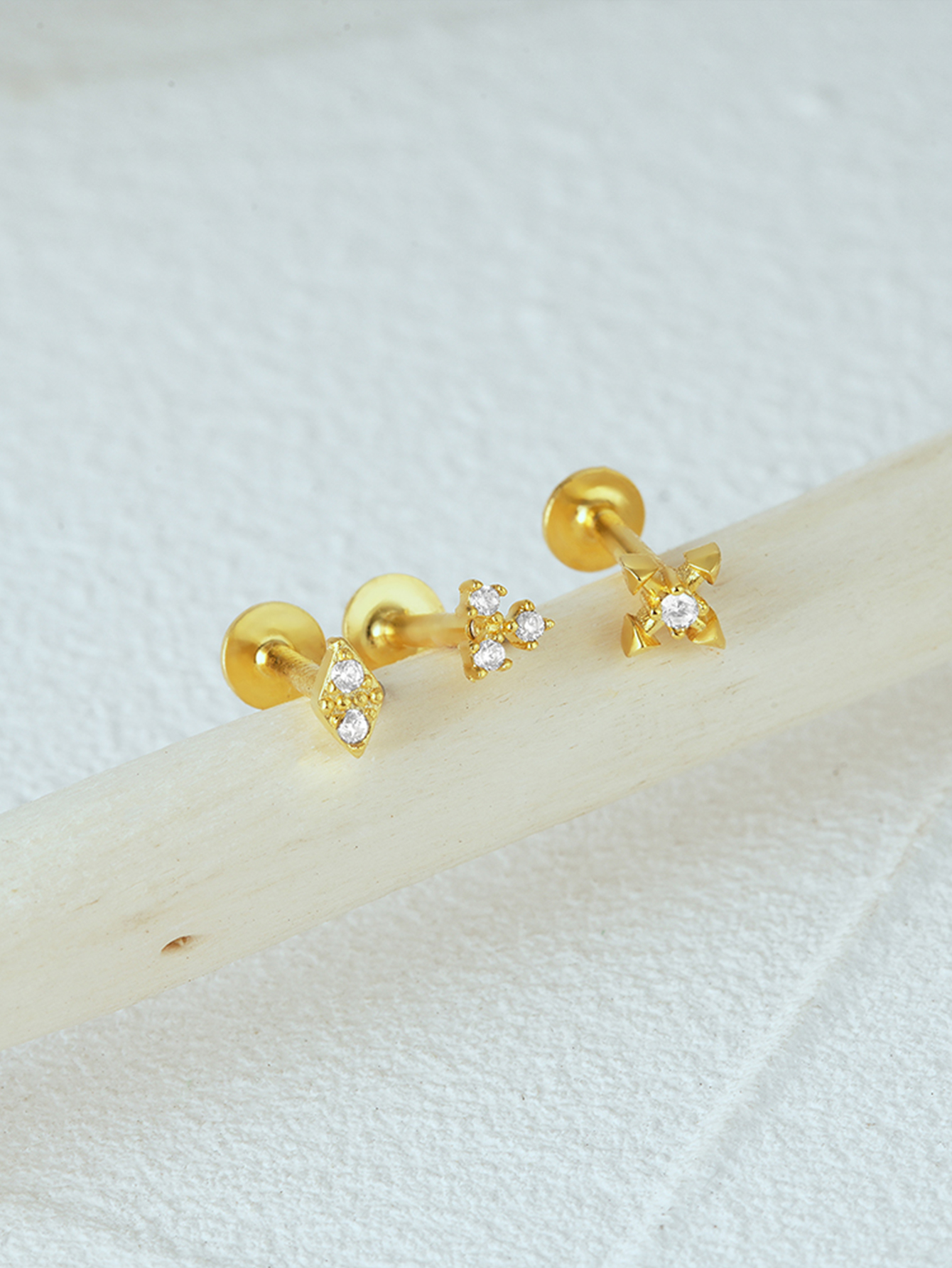 925 Zircon Tassel Pierced Thread Ear Cartilage Stud Earring