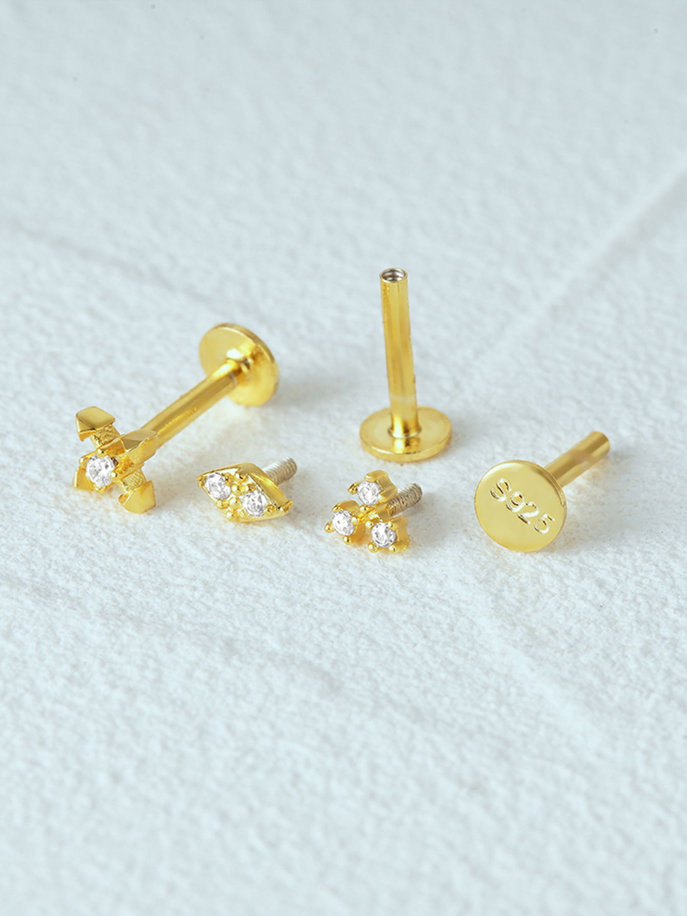 925 Zircon Tassel Pierced Thread Ear Cartilage Stud Earring