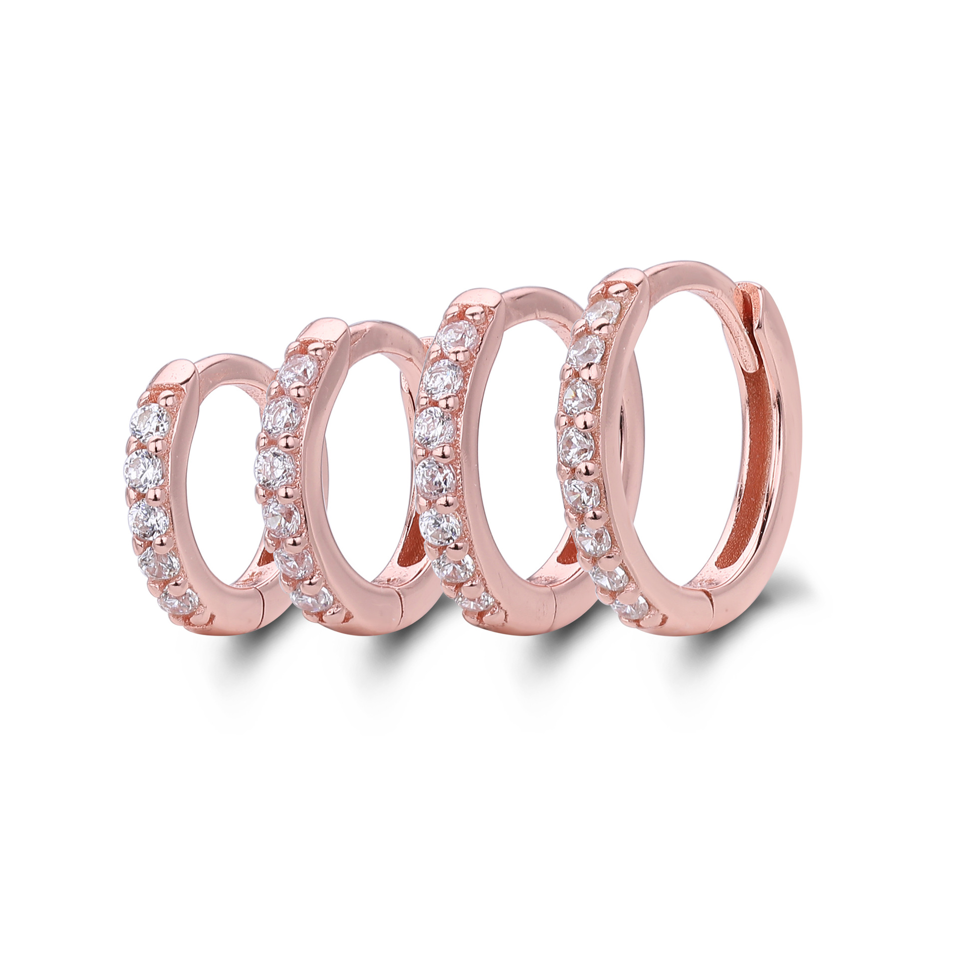 925 Sterling Silver Multi Size Zircon Hoop Earring Set