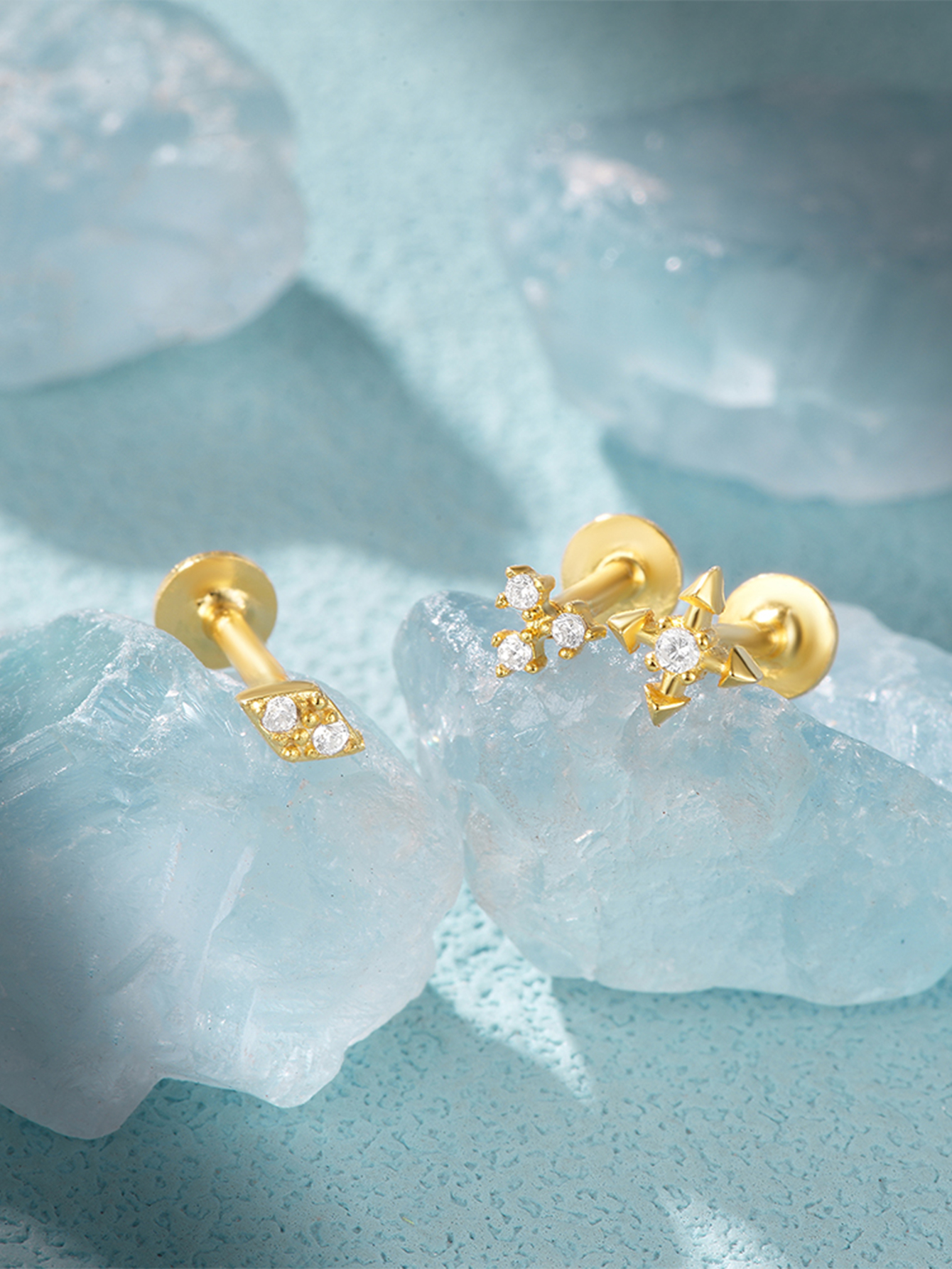 925 Zircon Tassel Pierced Thread Ear Cartilage Stud Earring