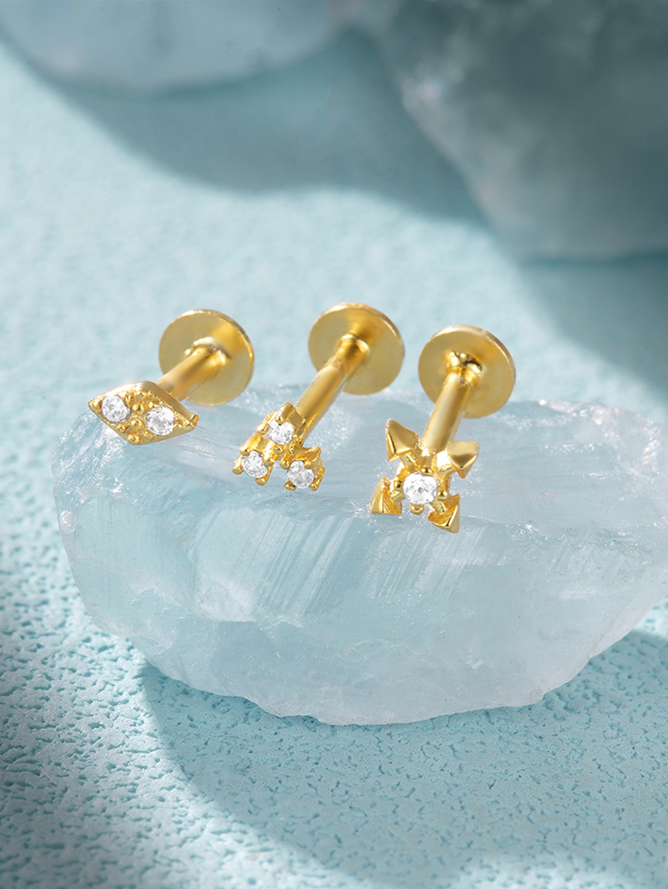 925 Zircon Tassel Pierced Thread Ear Cartilage Stud Earring