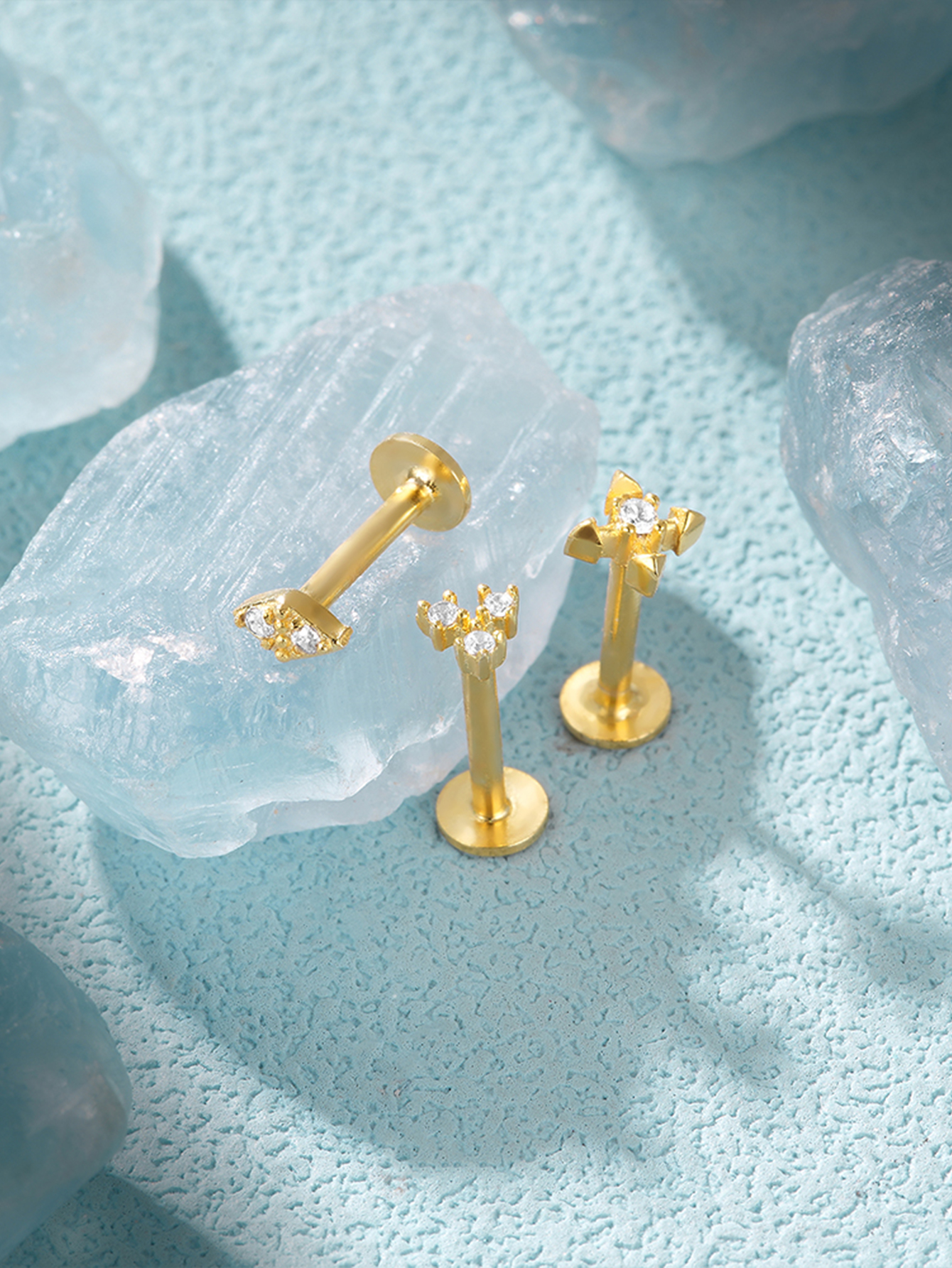 925 Zircon Tassel Pierced Thread Ear Cartilage Stud Earring