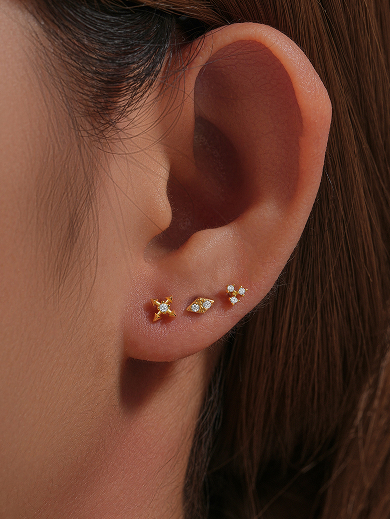 925 Zircon Tassel Pierced Thread Ear Cartilage Stud Earring