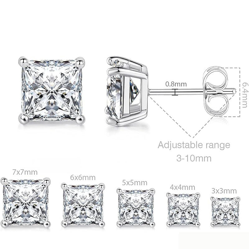 Titanium Hypoallergenic Square Zirconia Stud Earrings