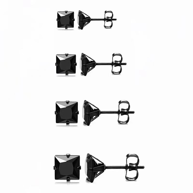 Titanium Square Zirconia Stud Earrings