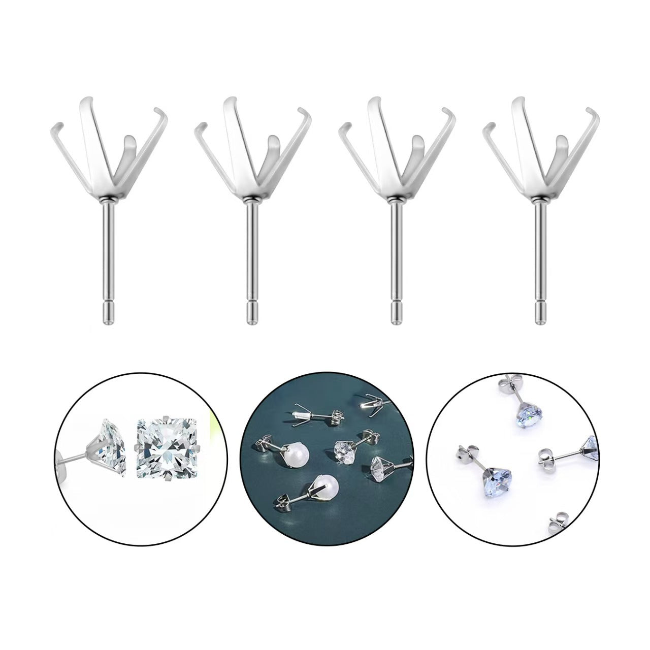 Titanium Square Zirconia Stud Earrings