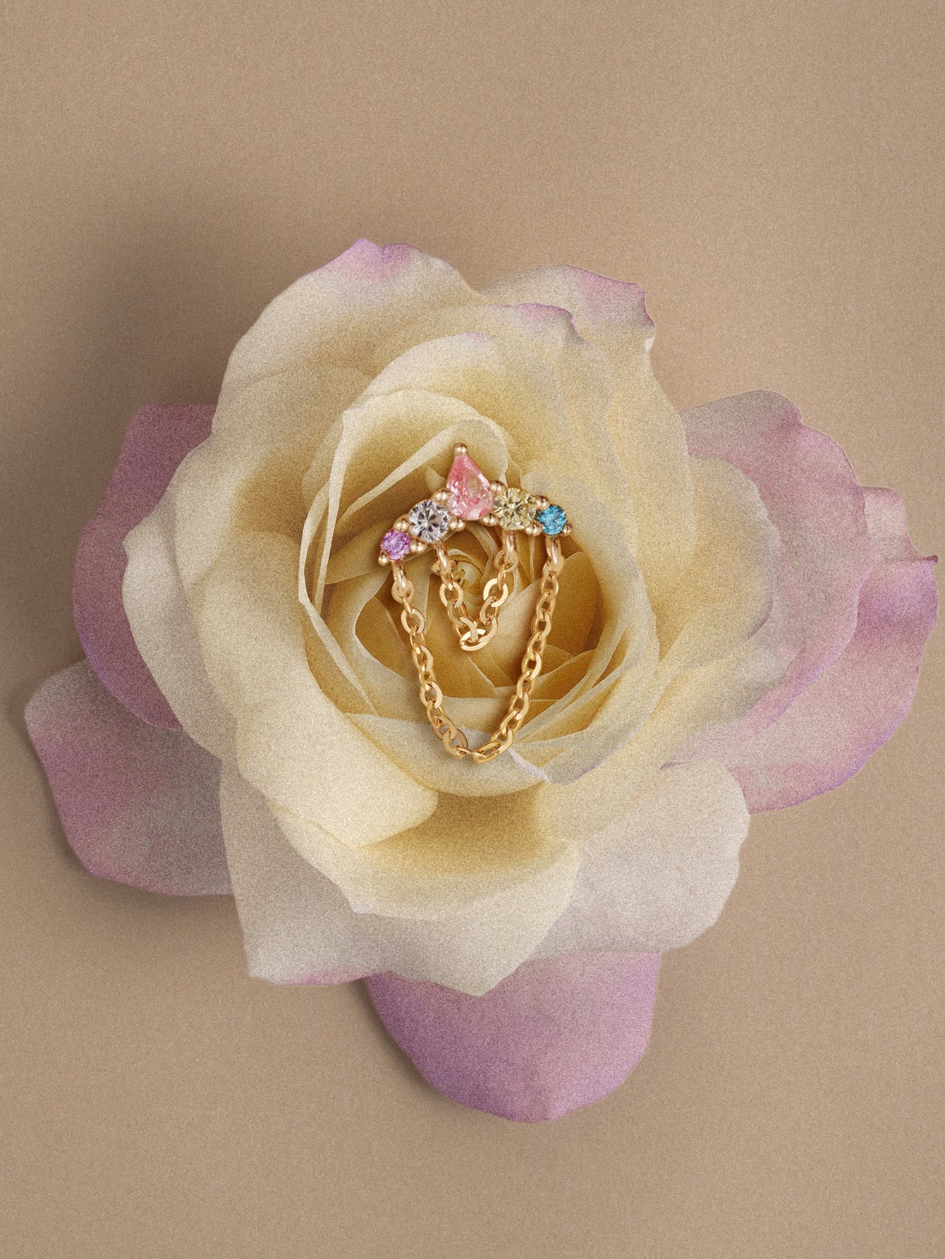 PETALS Cascade Chain CZ Flatback in Thick 18kt Gold Plated