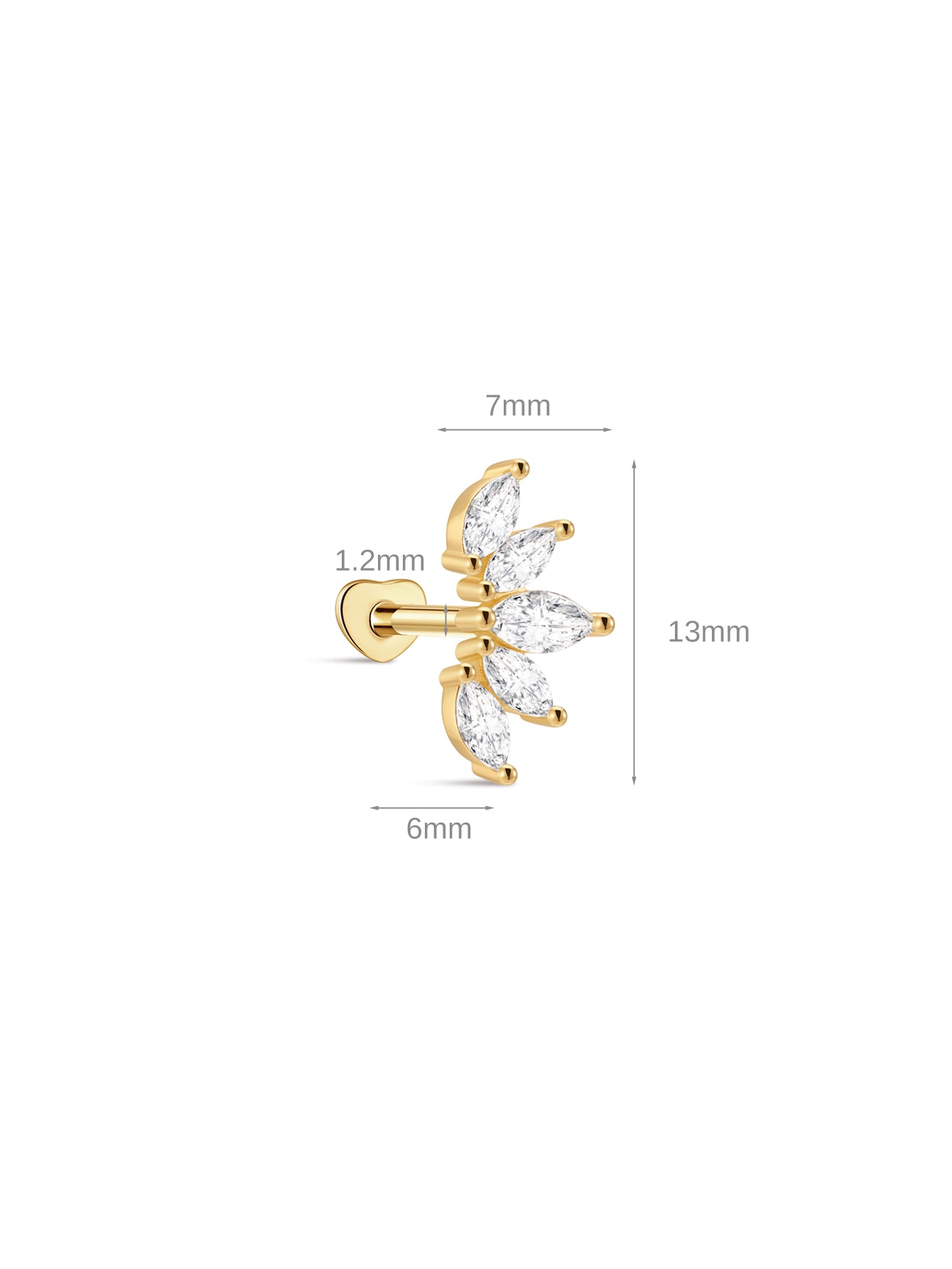 925 Sterling Silver Crown Zircon Heart Elegant Piercing Earring