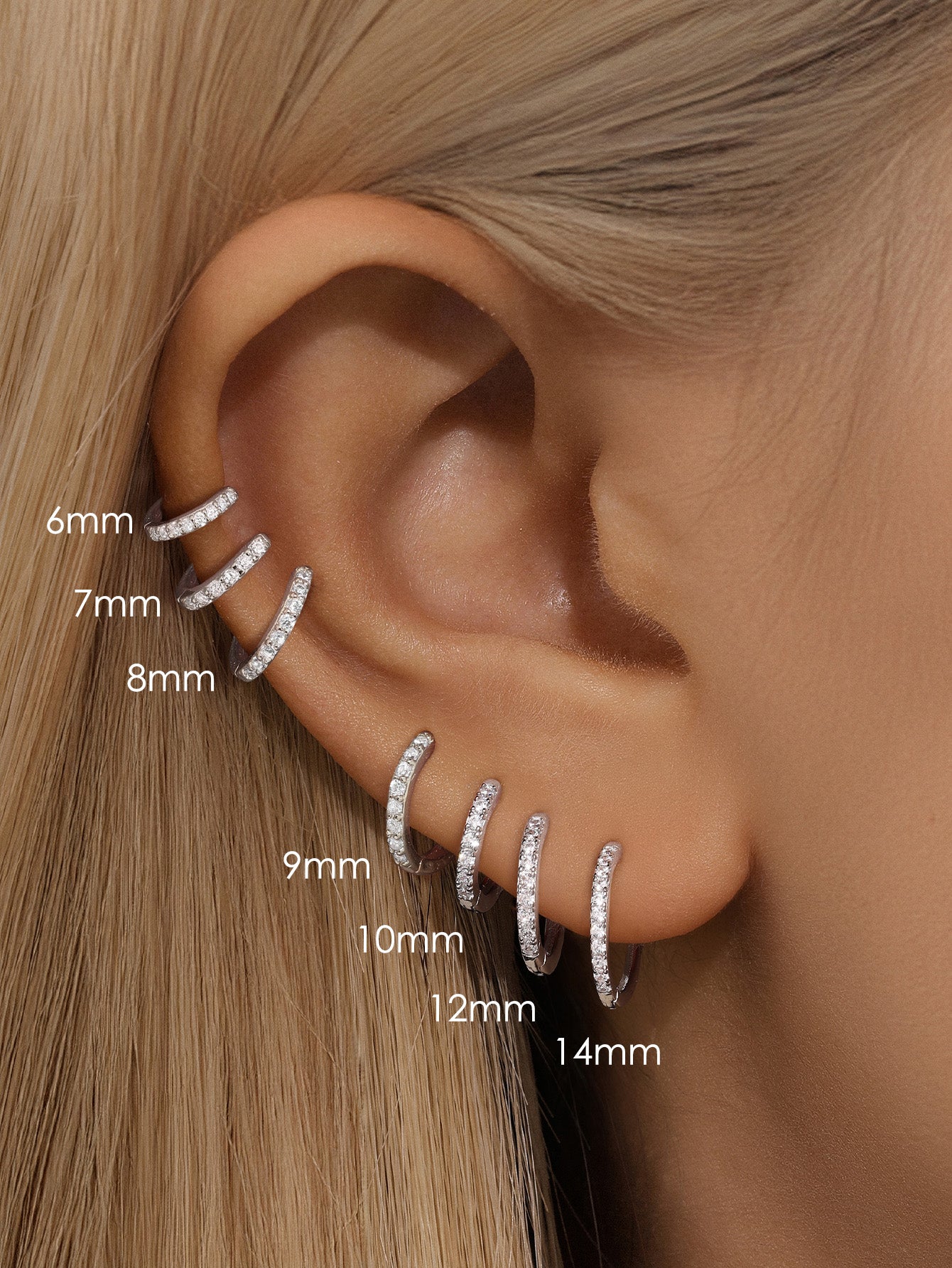 925 Sterling Silver Dainty Elegant Zircon Huggies Earrings