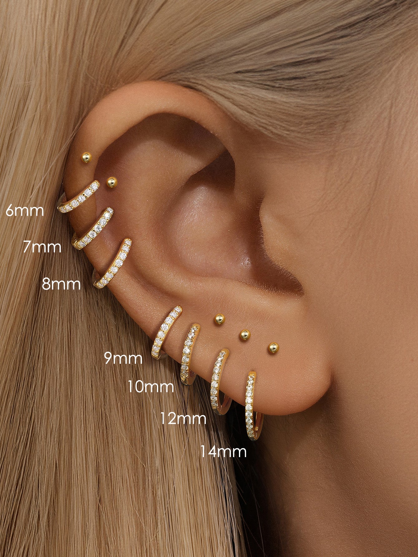 925 Sterling Silver Dainty Elegant Zircon Huggies Earrings