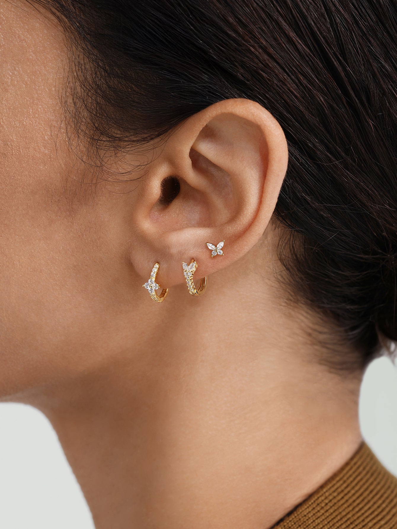 925 Sterling Silver Kosiner Butterfly Flower Earring Set