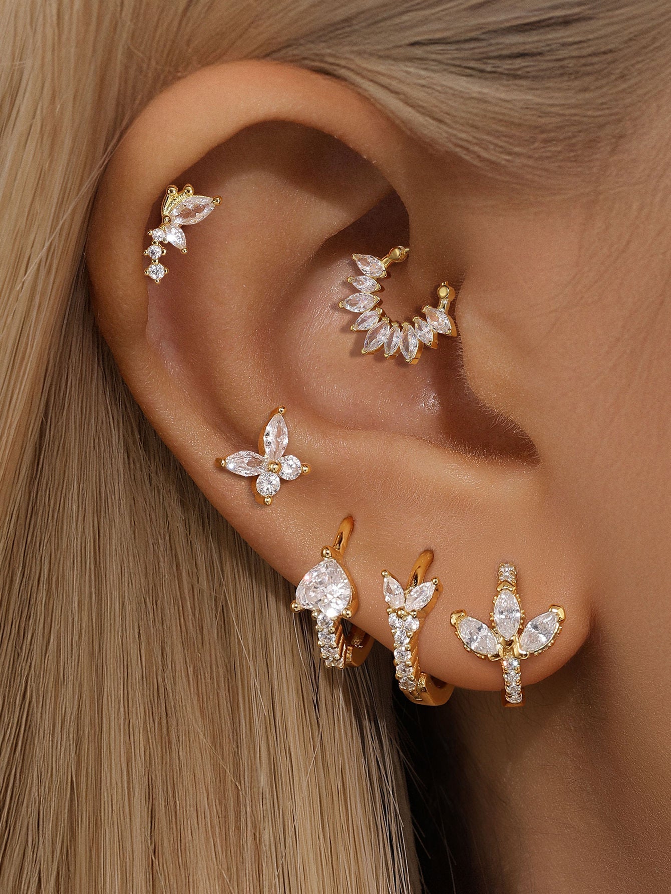 925 Sterling Silver Kosiner Butterfly Flower Earring Set