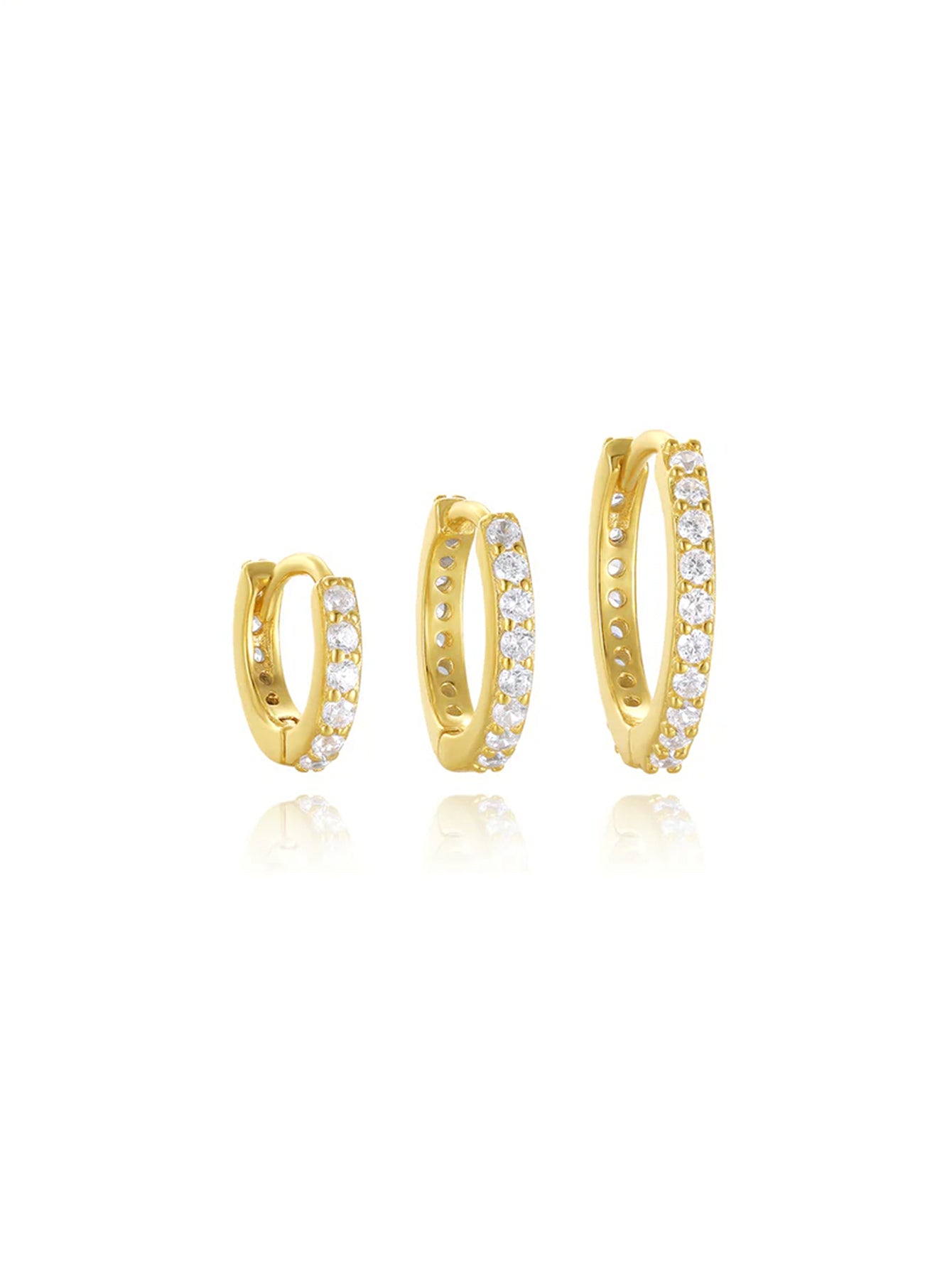 925 Sterling Silver Multi Size Zircon Hoop Earring Set