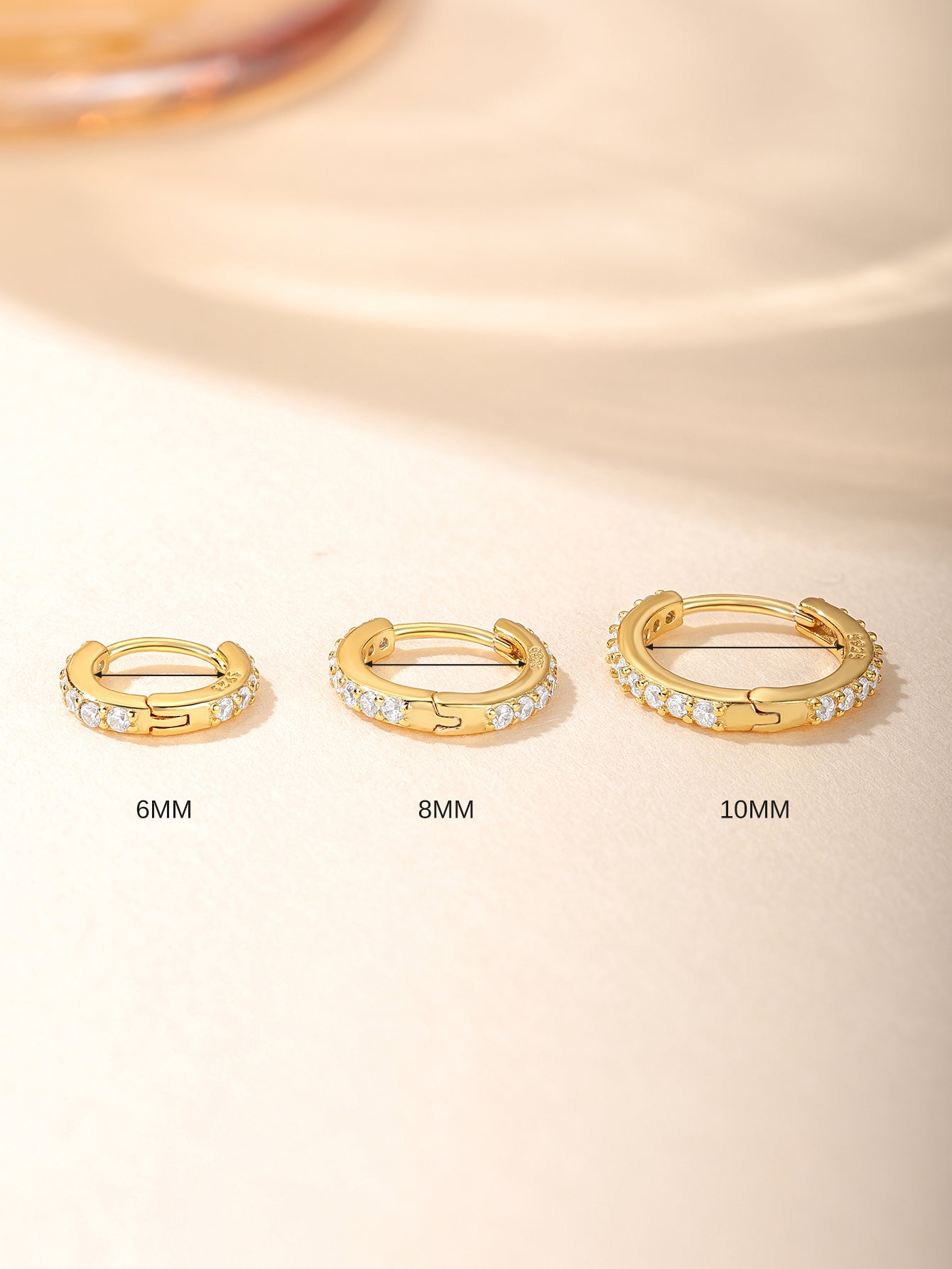 925 Sterling Silver Multi Size Zircon Hoop Earring Set