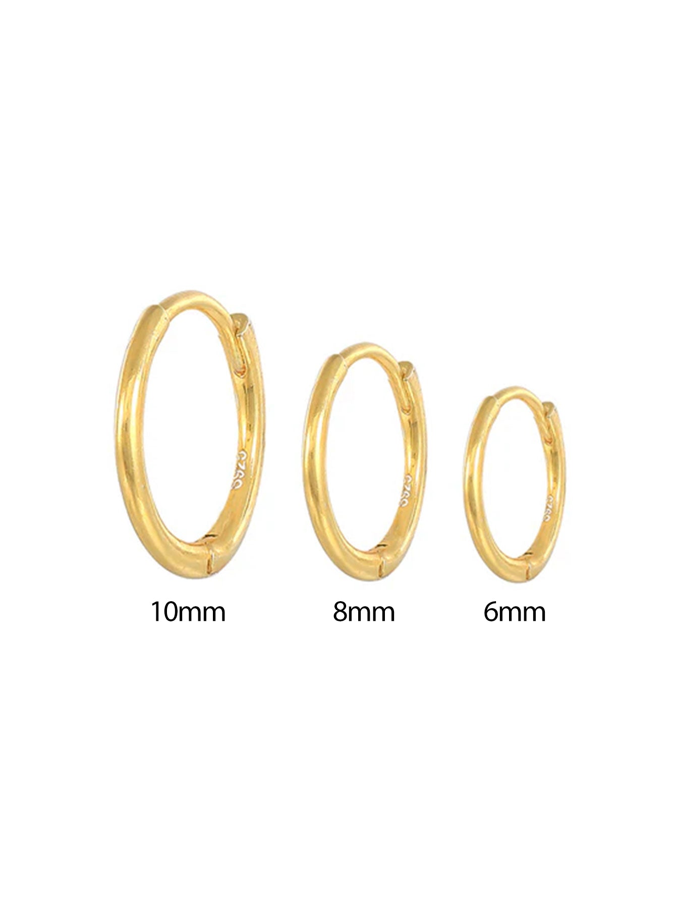 925 Sterling Silver Multi-Size Glossy Earrings 3-Piece Set