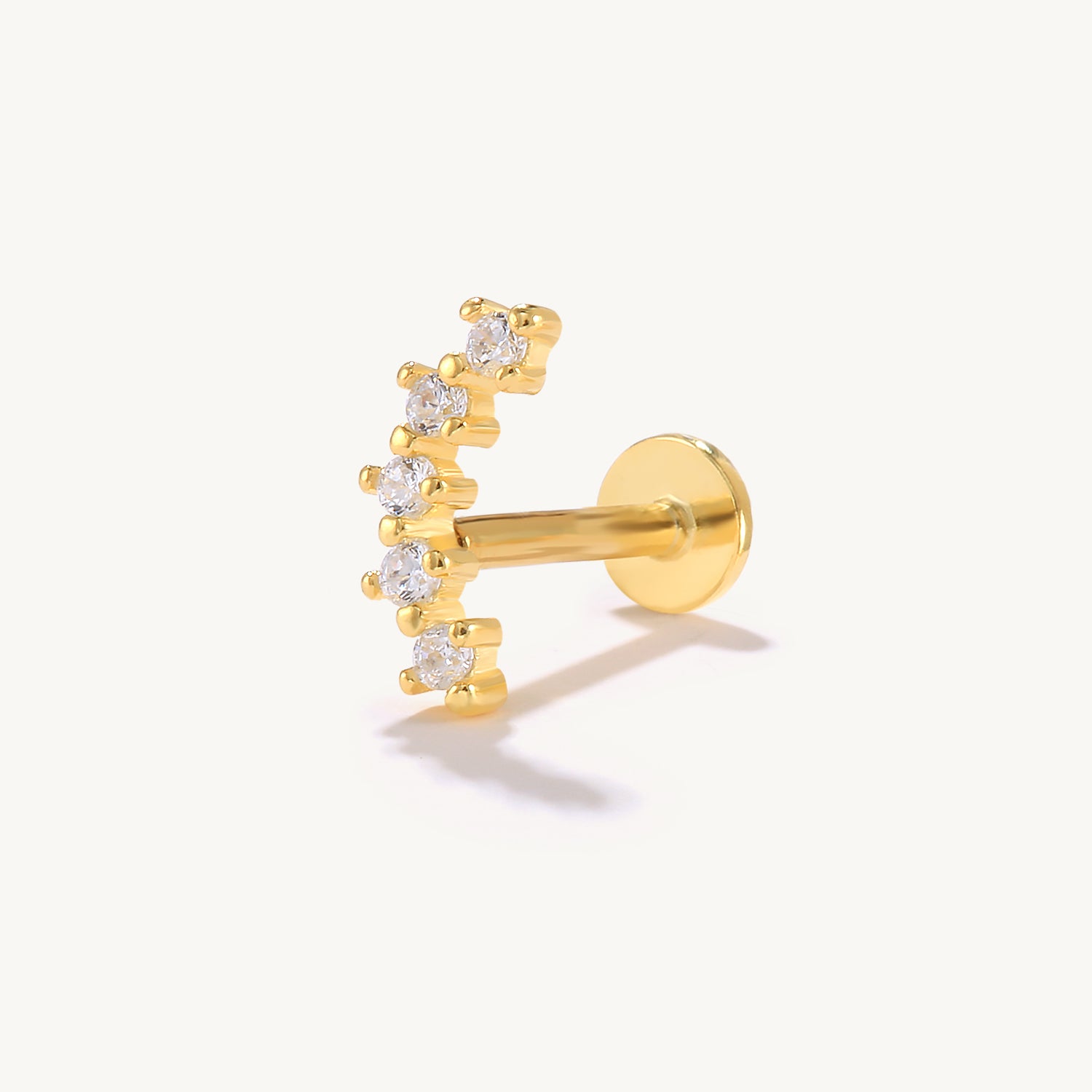 925 Sterling Silver Arch CZ Threaded Ear Piercing Stud