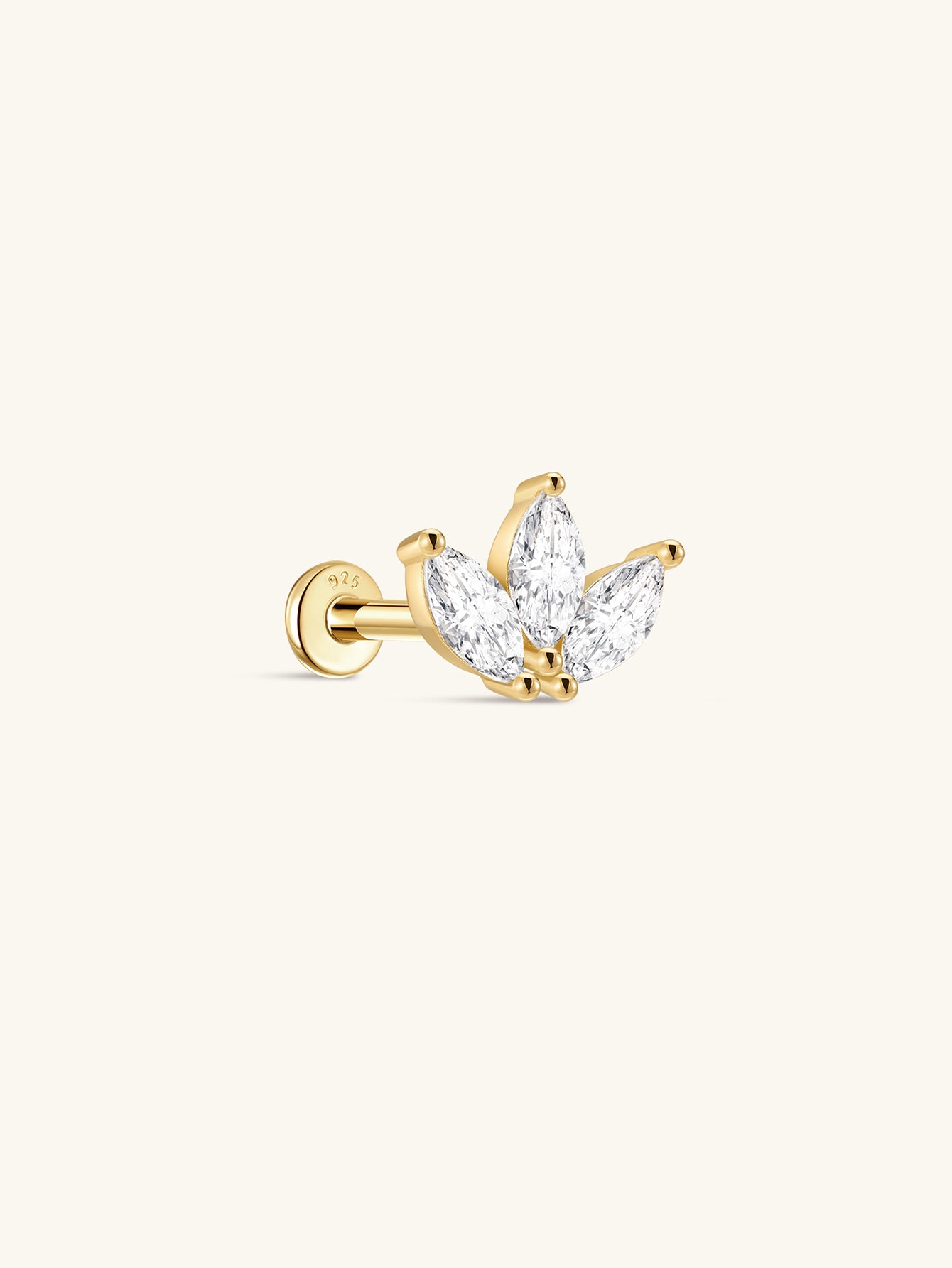 925 Sterling Silver Crown Zircon Heart Elegant Piercing Earring