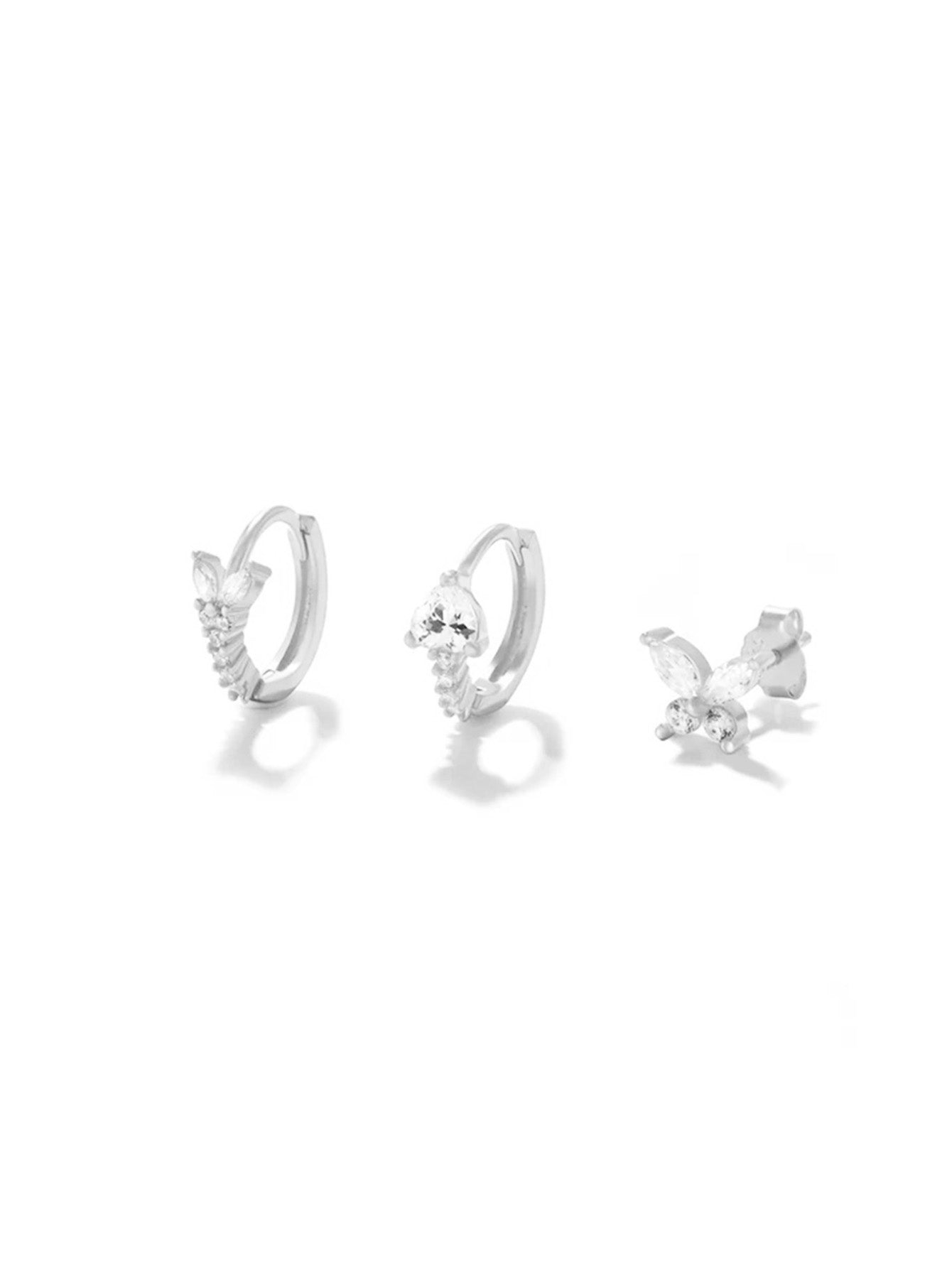 925 Sterling Silver Kosiner Butterfly Flower Earring Set