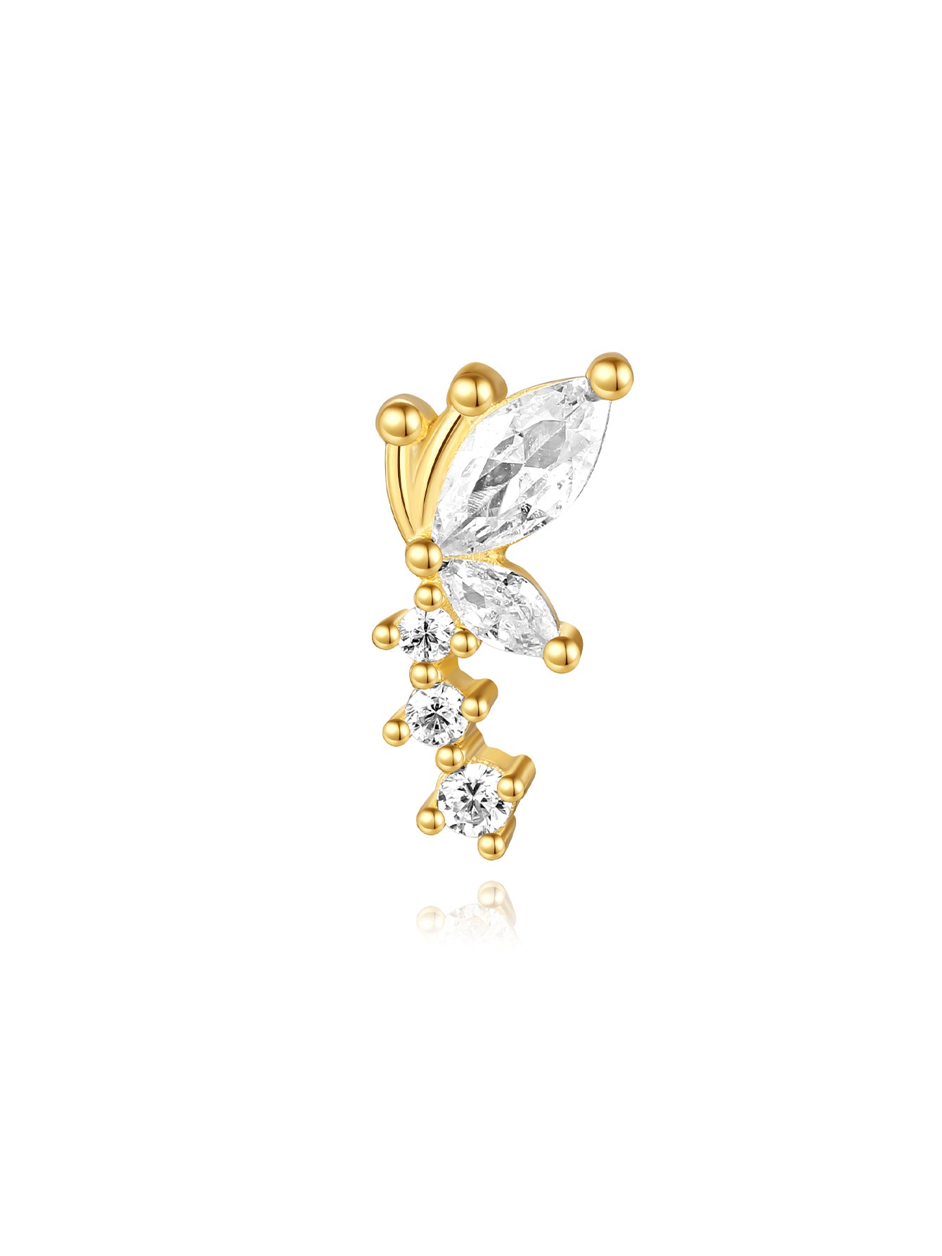 925 Sterling Silver Butterfly Flower Zircon All Match Earring Set