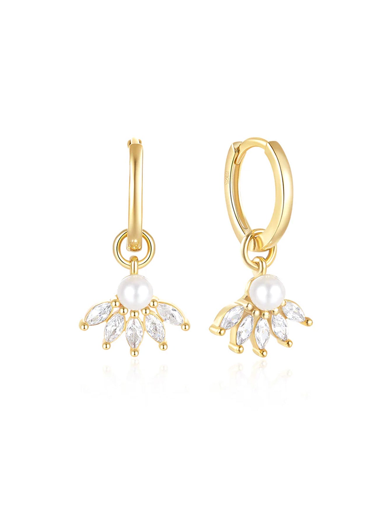 925 Sterling Silver Chain Flower Zircon Earrings