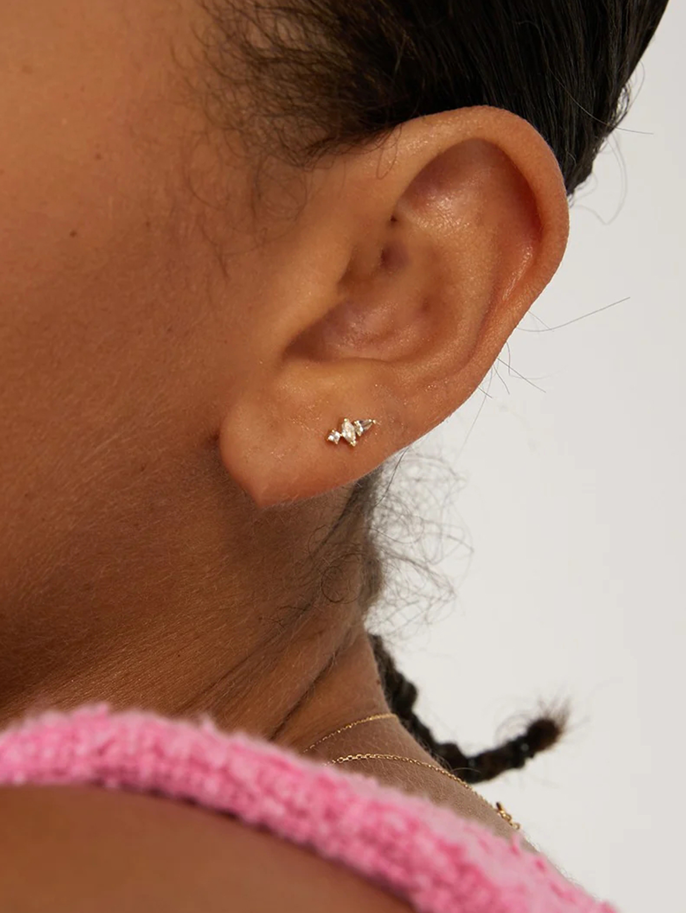 925 Everyday Matching Zircon Tassel Geometric 16g Pierced Thread Ear Cartilage Stud Earring