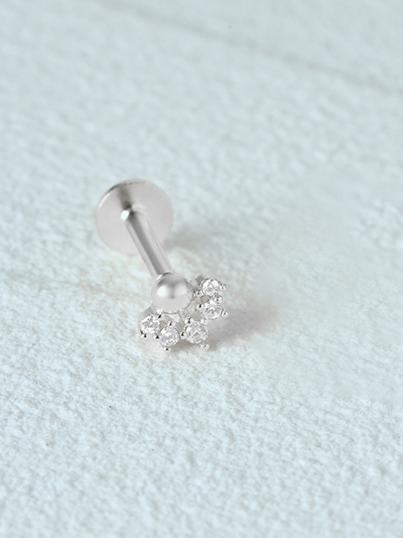 925 Everyday Matching Zircon Tassel Geometric 16g Pierced Thread Ear Cartilage Stud Earring