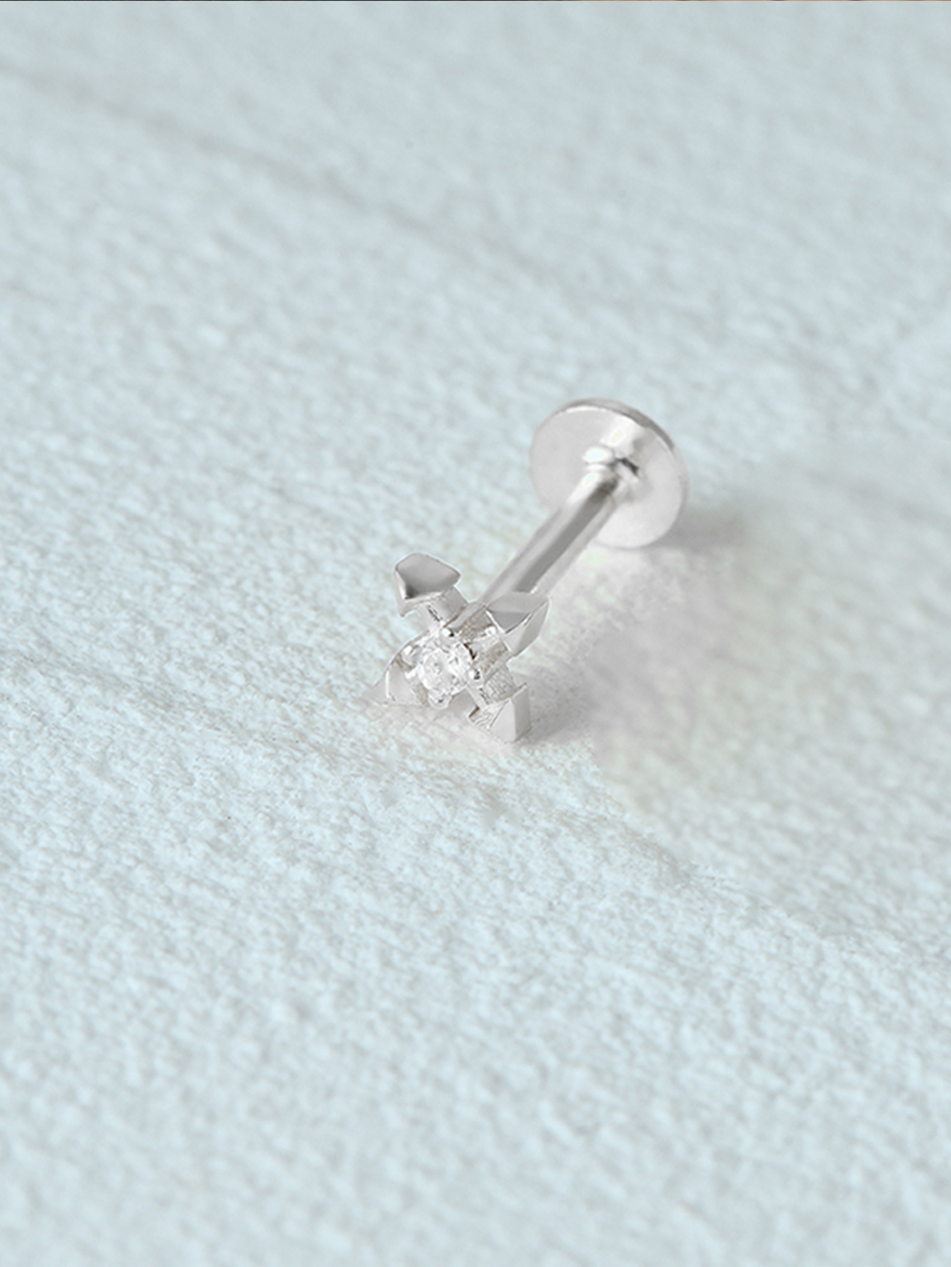 925 Zircon Tassel Pierced Thread Ear Cartilage Stud Earring