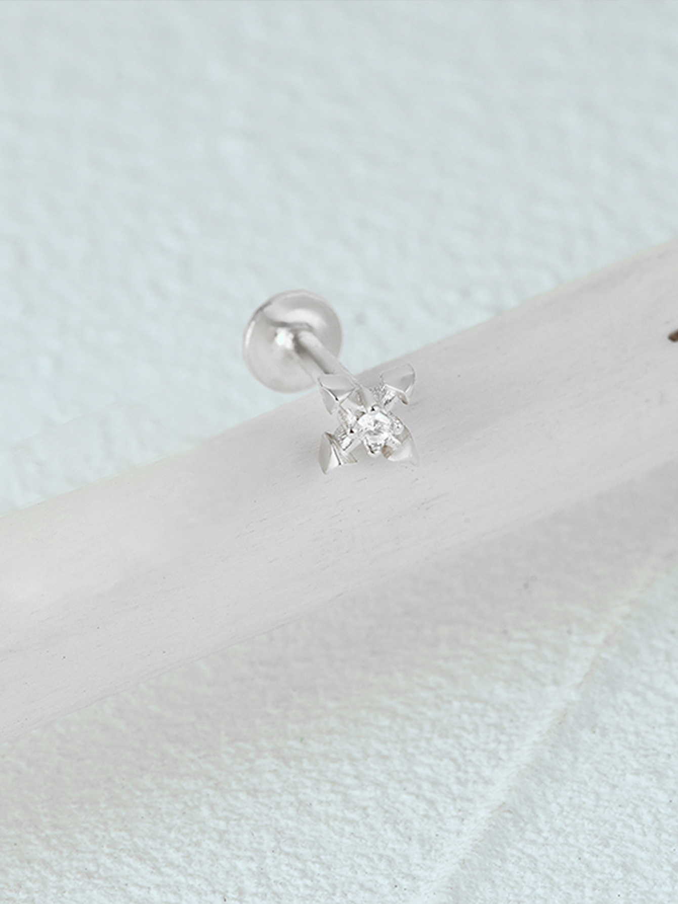 925 Zircon Tassel Pierced Thread Ear Cartilage Stud Earring