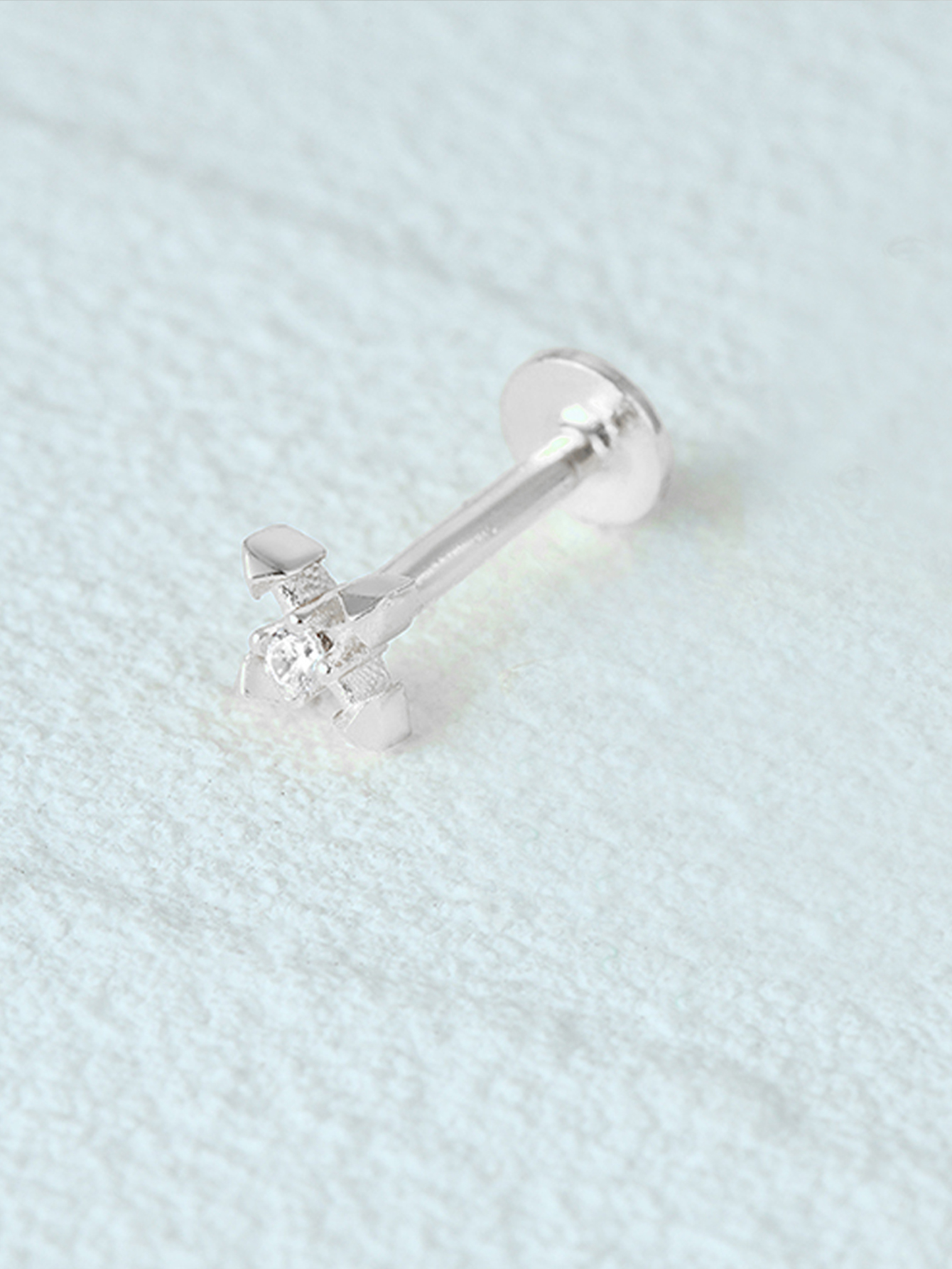 925 Zircon Tassel Pierced Thread Ear Cartilage Stud Earring