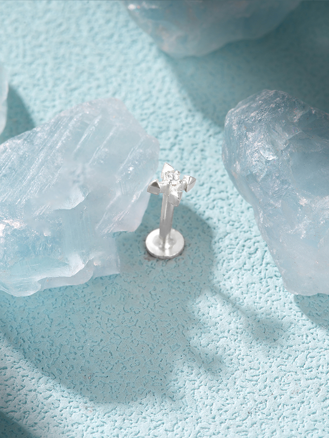 925 Zircon Tassel Pierced Thread Ear Cartilage Stud Earring