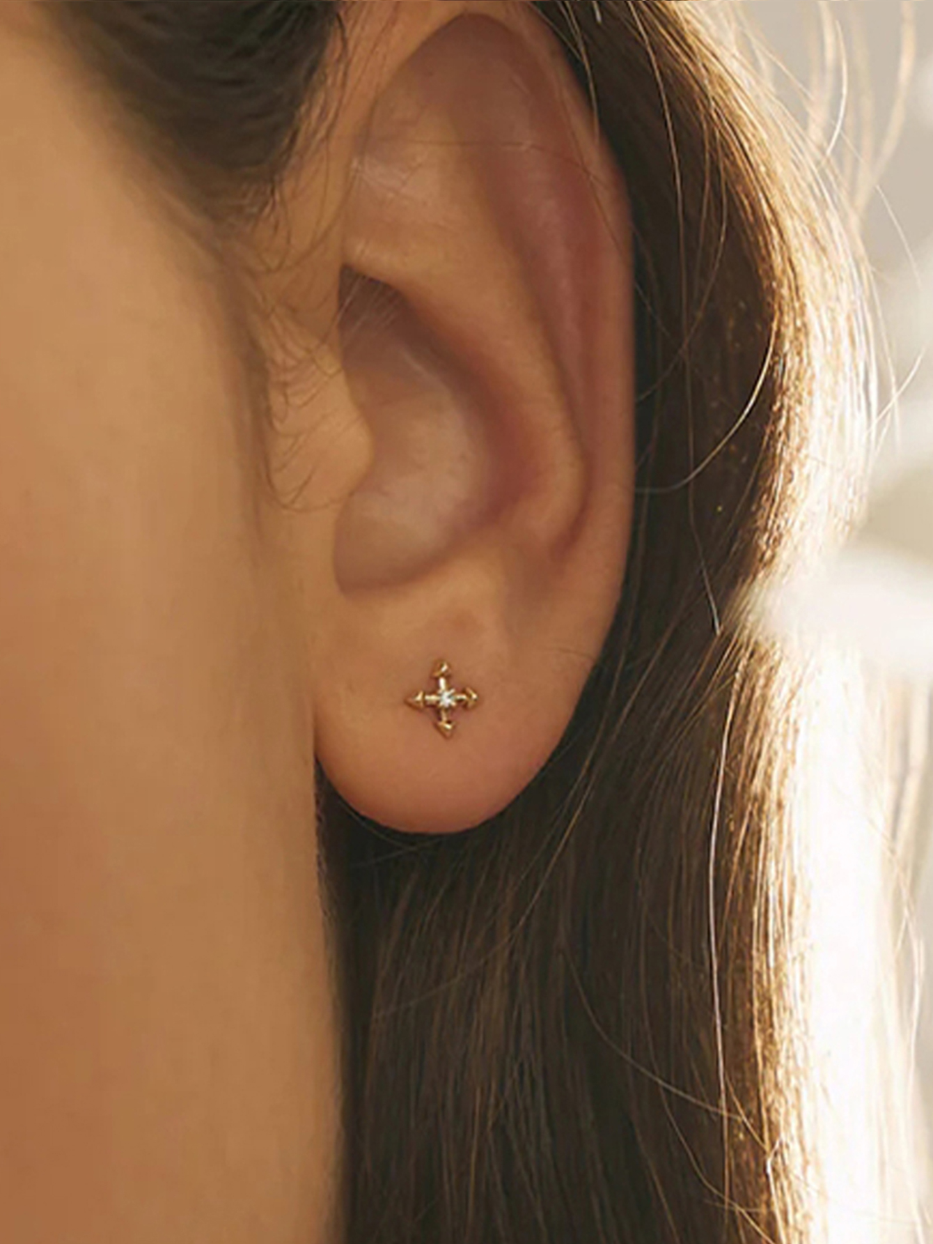 925 Zircon Tassel Pierced Thread Ear Cartilage Stud Earring