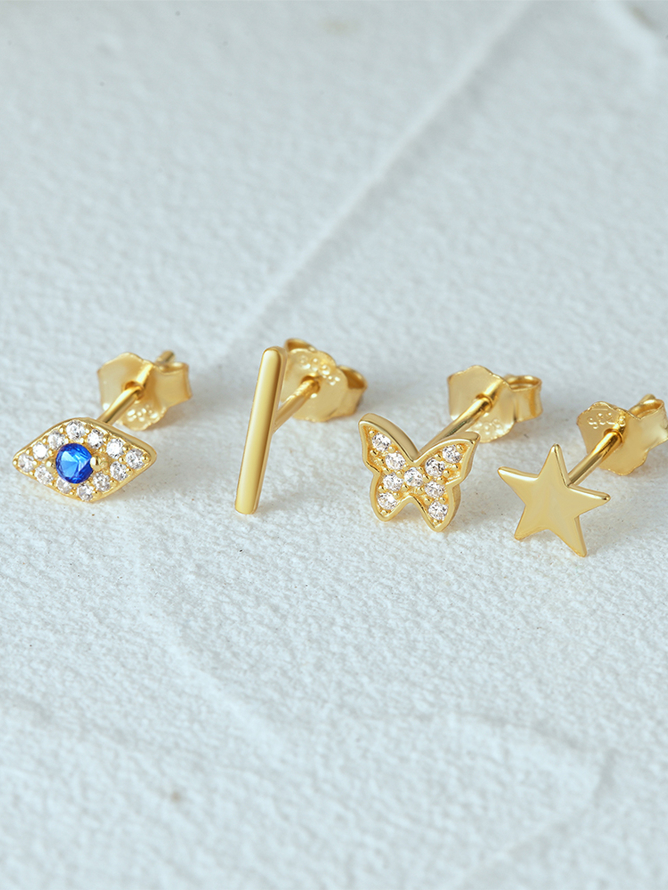 925 Sterling Pearl Butterfly Chain Diamond Cartilage Spiral Piercing Earrings