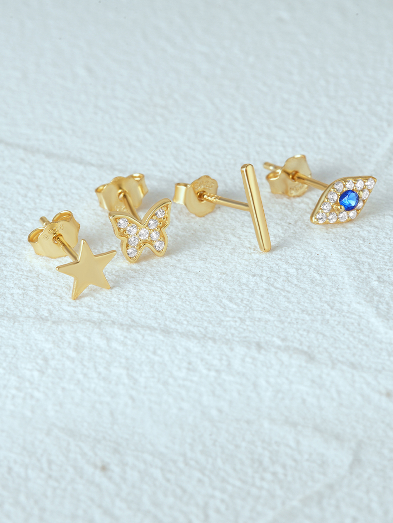 925 Sterling Pearl Butterfly Chain Diamond Cartilage Spiral Piercing Earrings