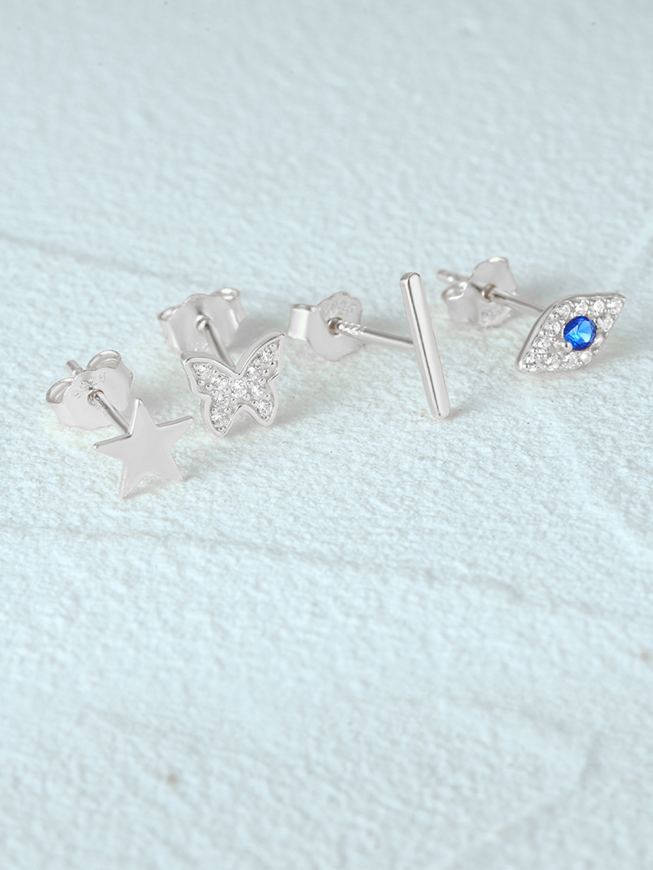 925 Sterling Pearl Butterfly Chain Diamond Cartilage Spiral Piercing Earrings