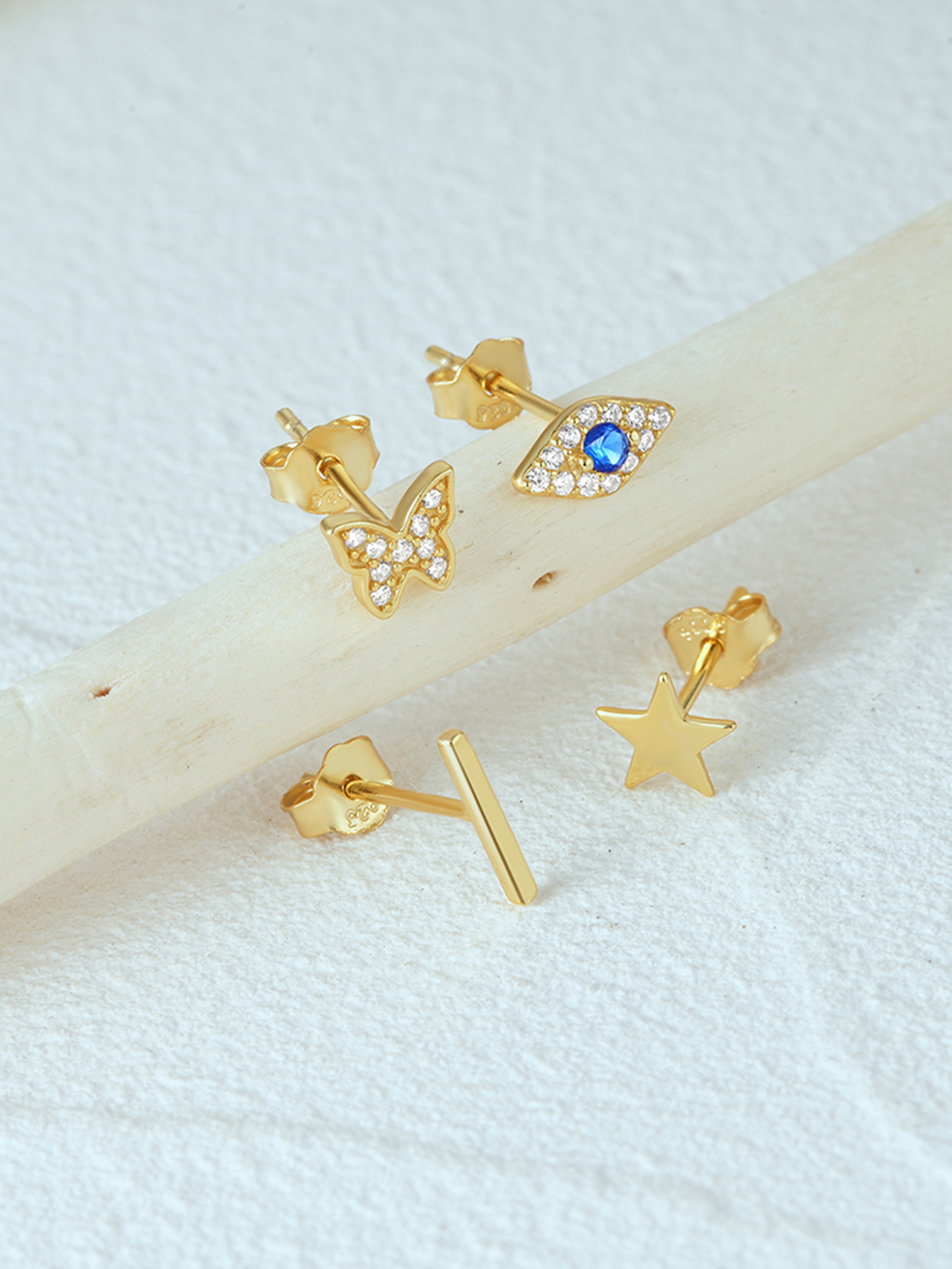 925 Sterling Pearl Butterfly Chain Diamond Cartilage Spiral Piercing Earrings