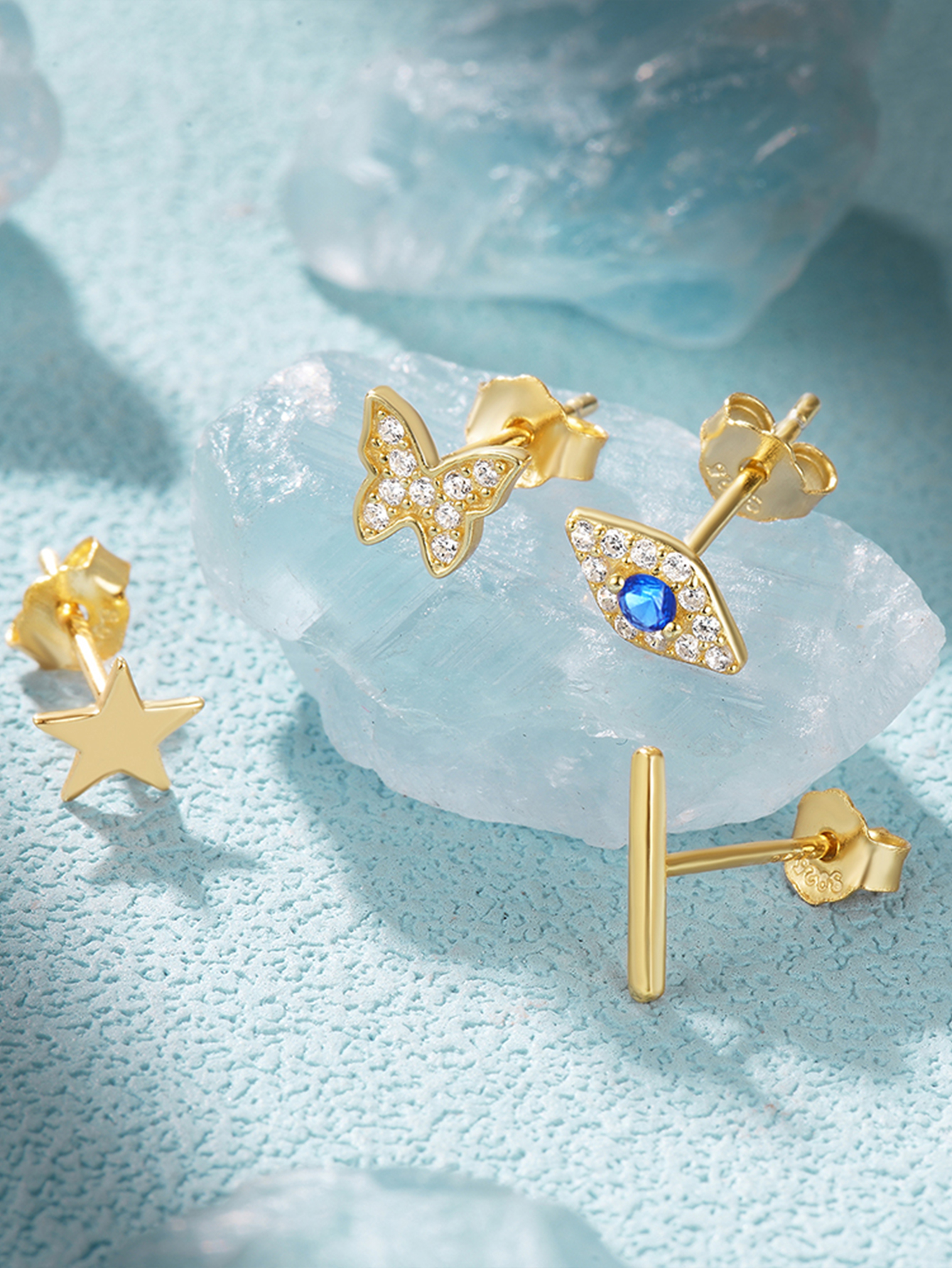 925 Sterling Pearl Butterfly Chain Diamond Cartilage Spiral Piercing Earrings