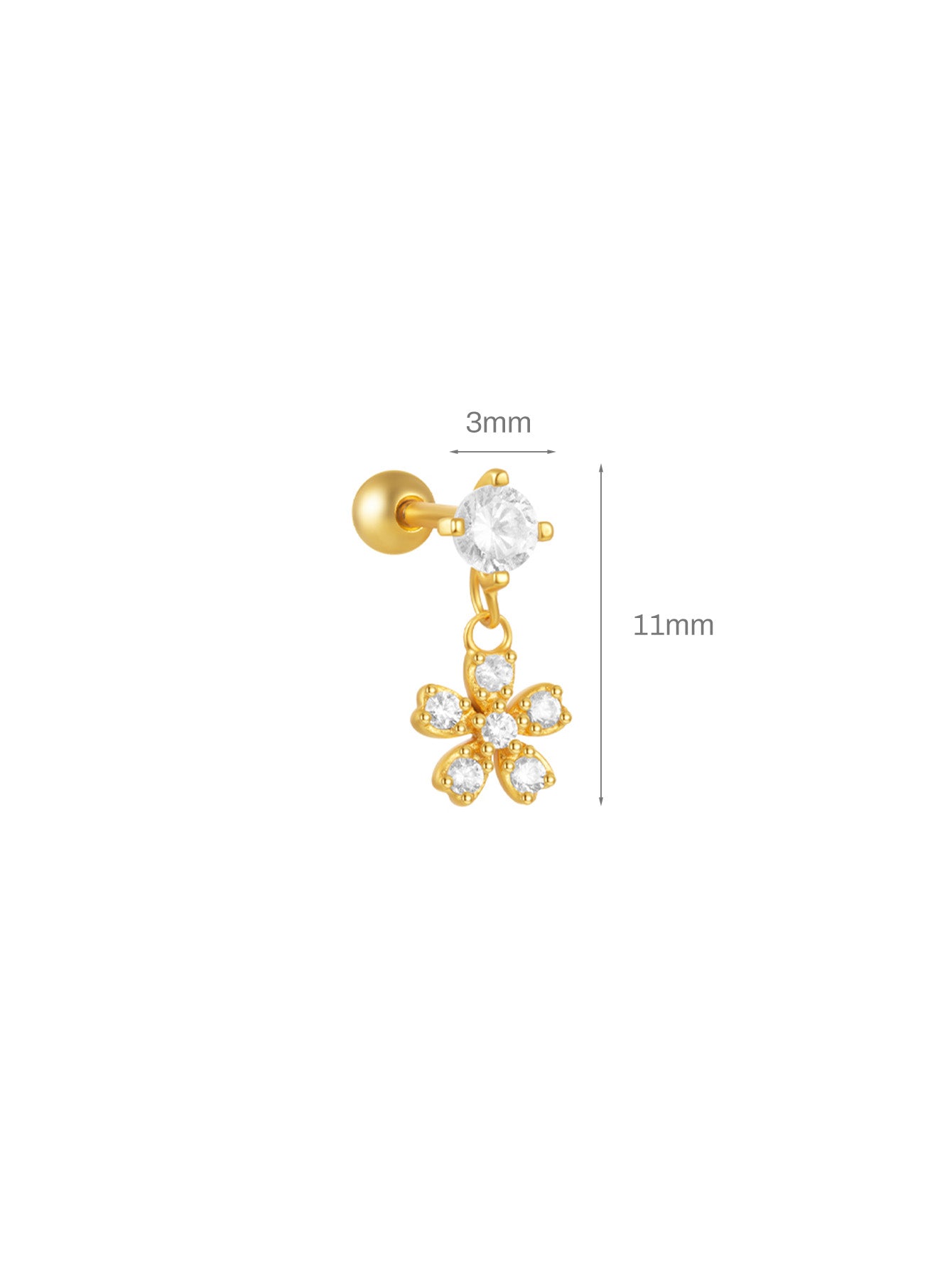 925 Sterling Silver Butterfly Flower Zircon All Match Earring Set