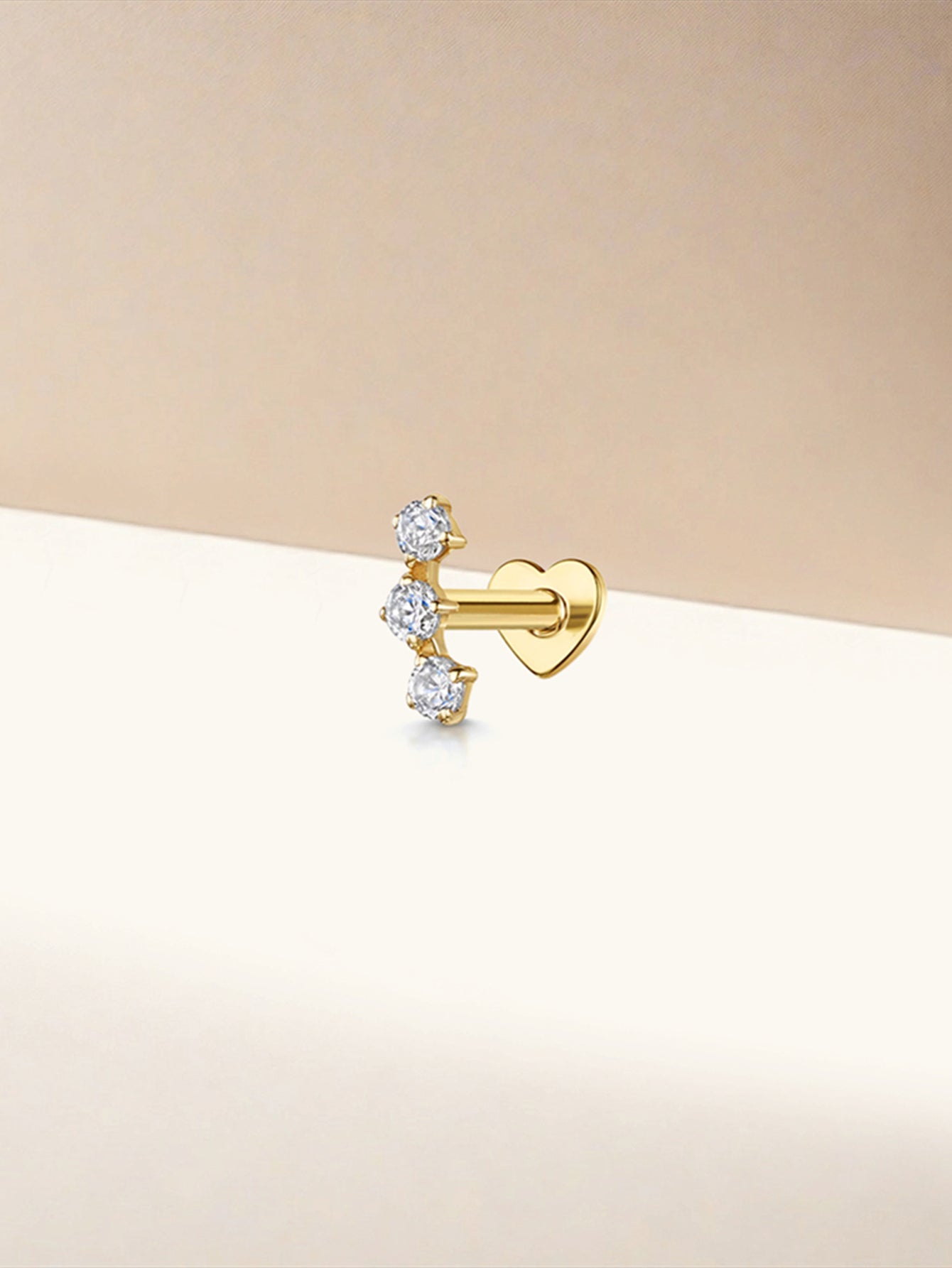 925 Sterling Silver Trio Zircon Reversible Ear Piercing Stud