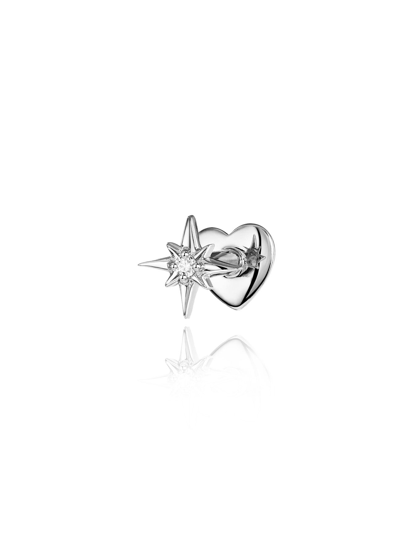 925 Sterling Silver Star&Heart Double Sided Ear Piercing Stud