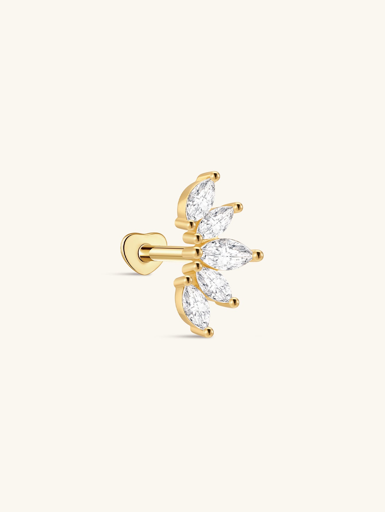 925 Sterling Silver Crown Zircon Heart Elegant Piercing Earring