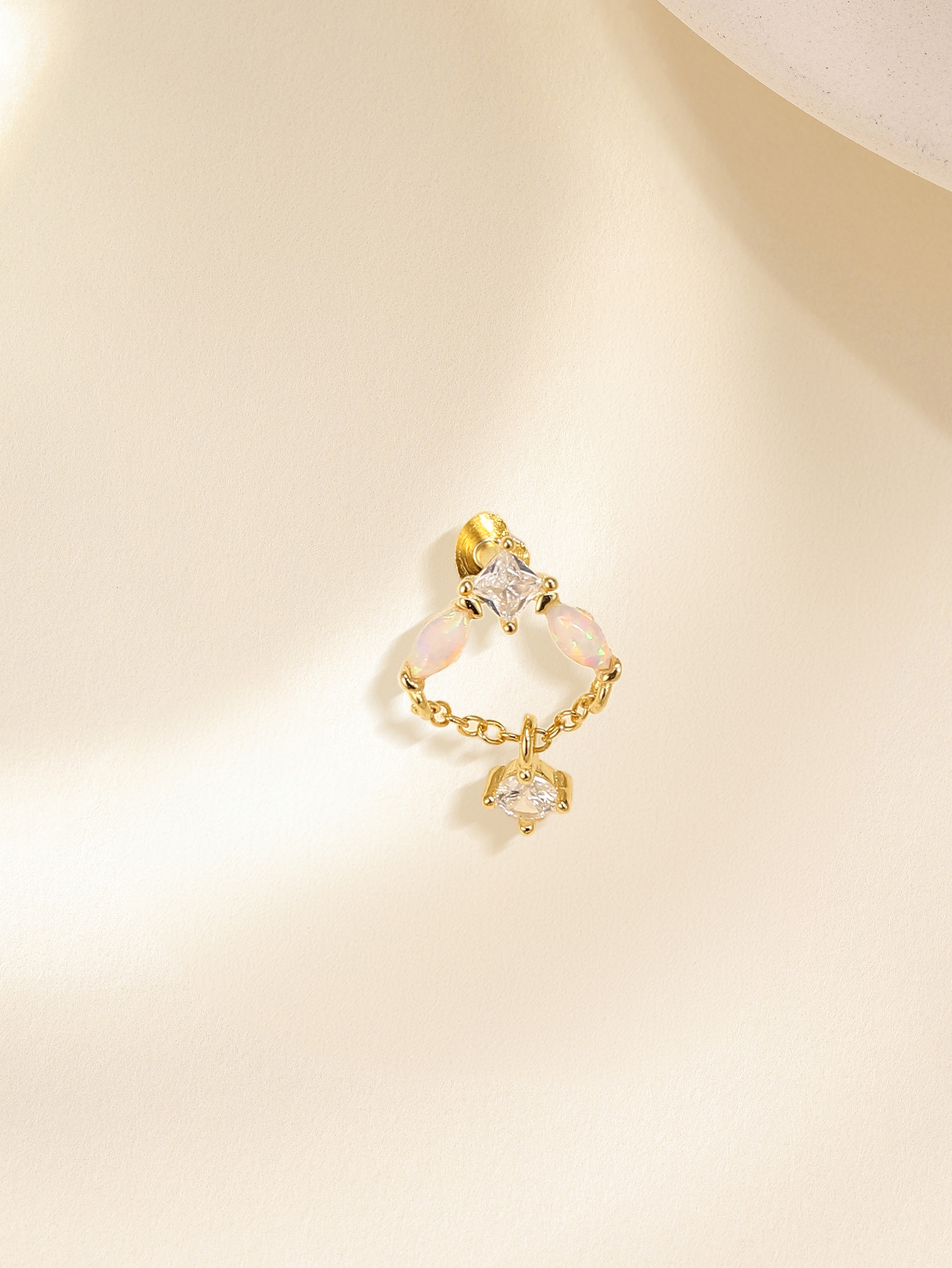 925 Opal Flat-head Threaded Cartilage Piercing Earring